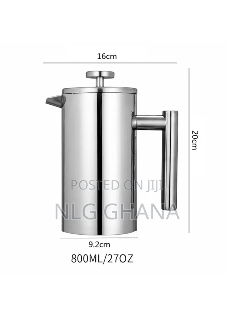 800ml French Press Coffee Maker Stainless Steel Double Walled.