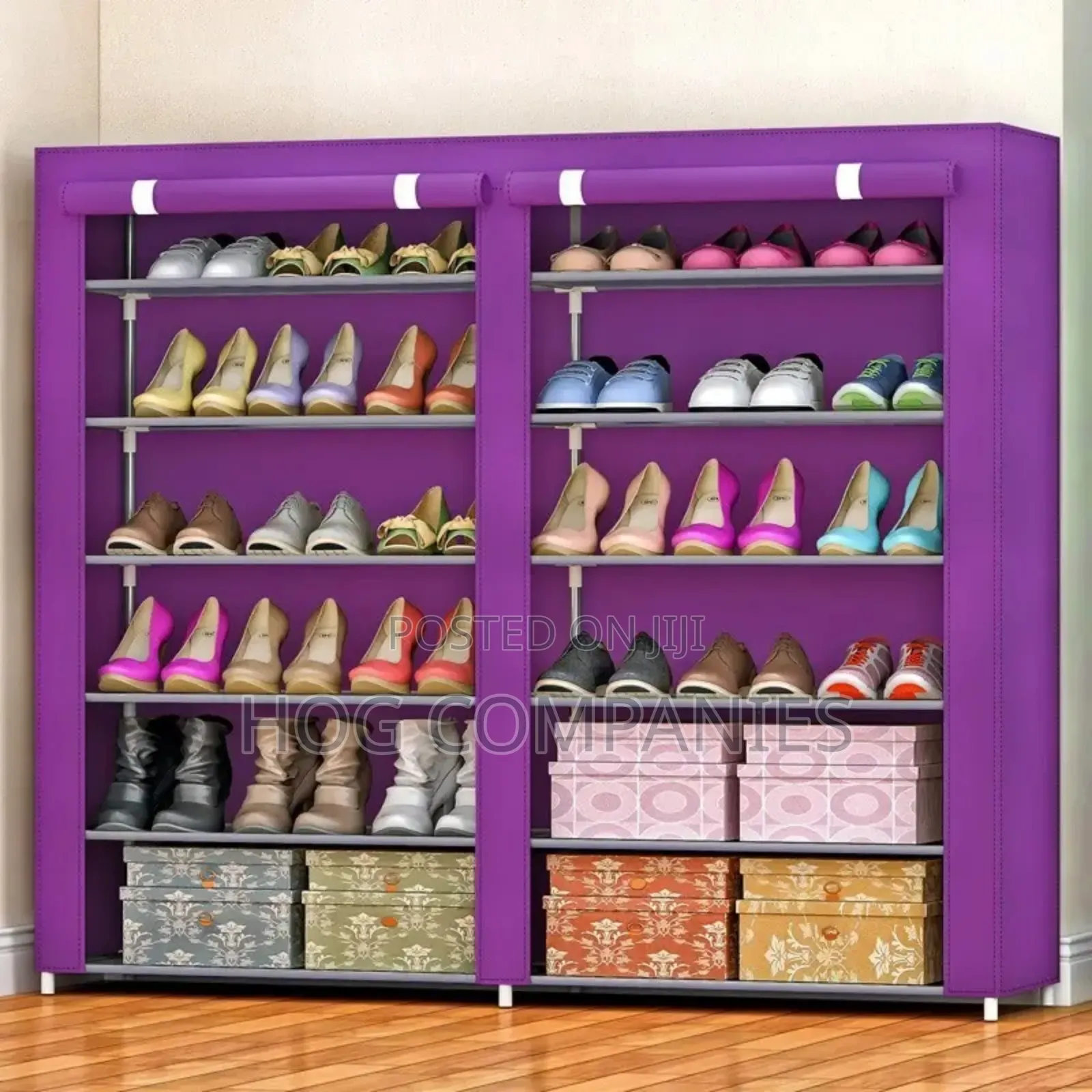 Fabric-Covered 6 Layer Shoe Rack