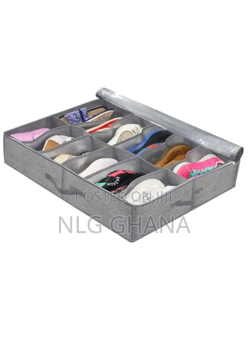 Transparent Foldable Under Bed Shoes Closet Storage Box. Tvx14591