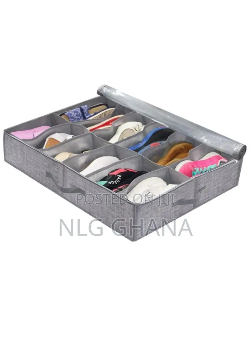 Transparent Foldable Under Bed Shoes Closet Storage Box. Tvx14591
