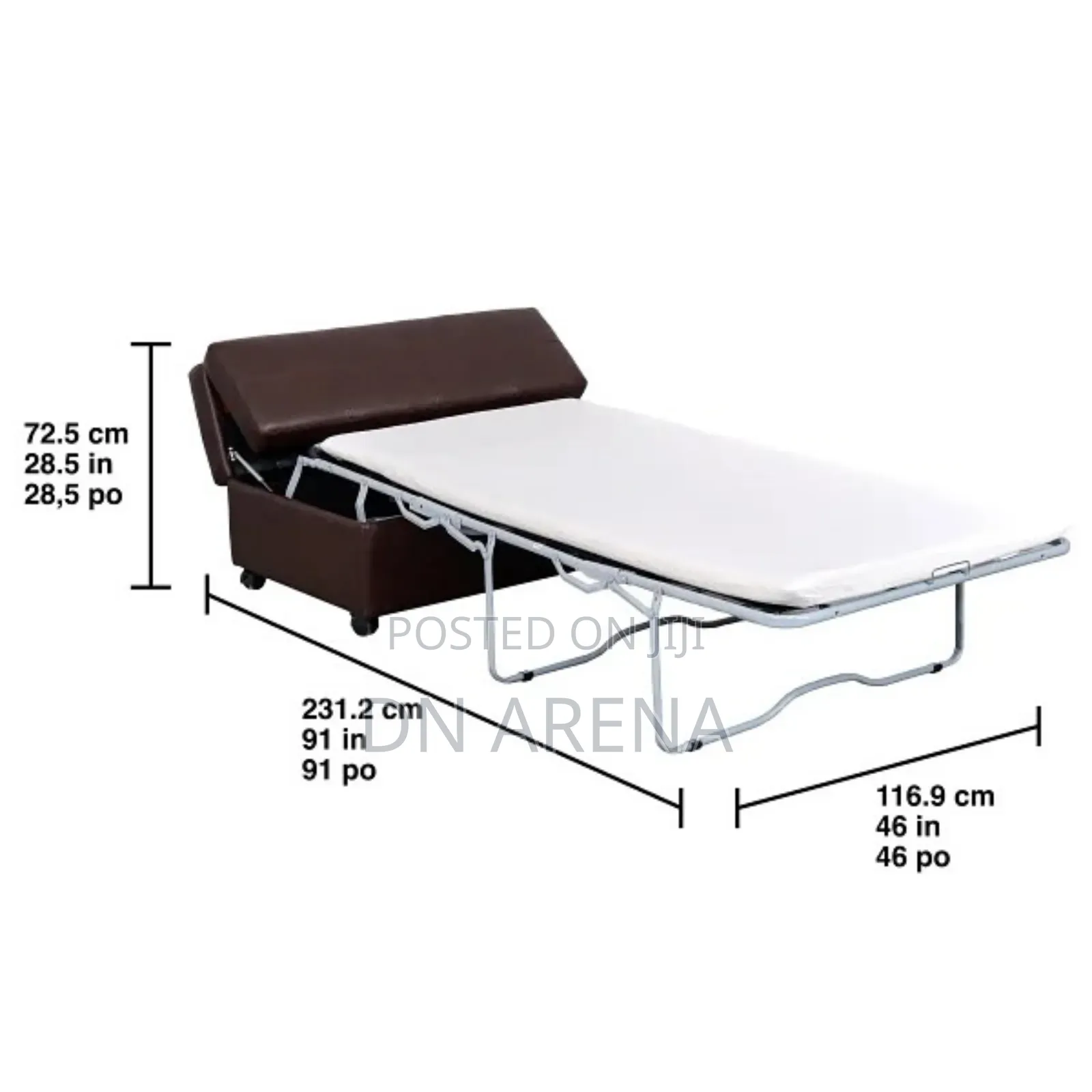Emorie Sleeper Ottoman Covered in a Rich Brown “Leather-Like” Fabric