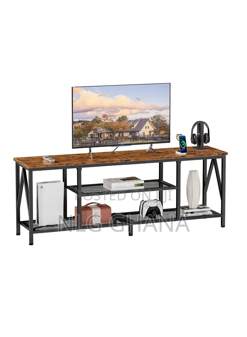 140cm Stylish Functional Rustic Tv Stand MDF + Metal. Dhx1047