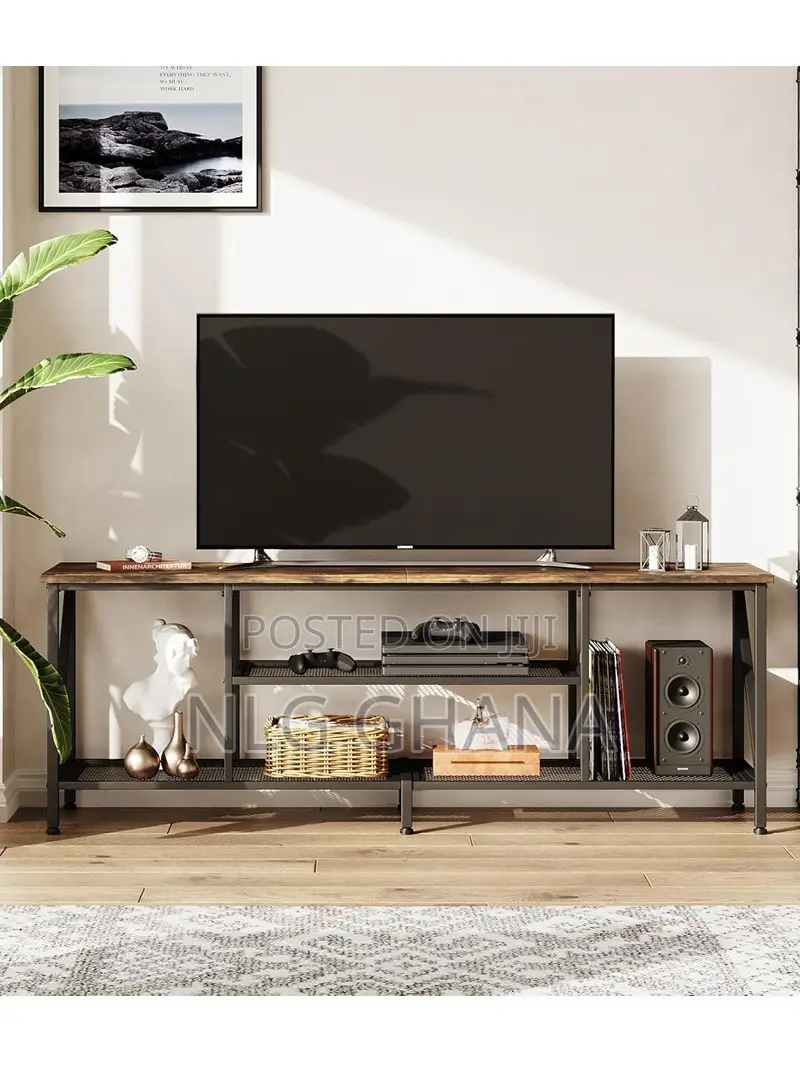 140cm Stylish Functional Rustic Tv Stand MDF + Metal. Dhx1047