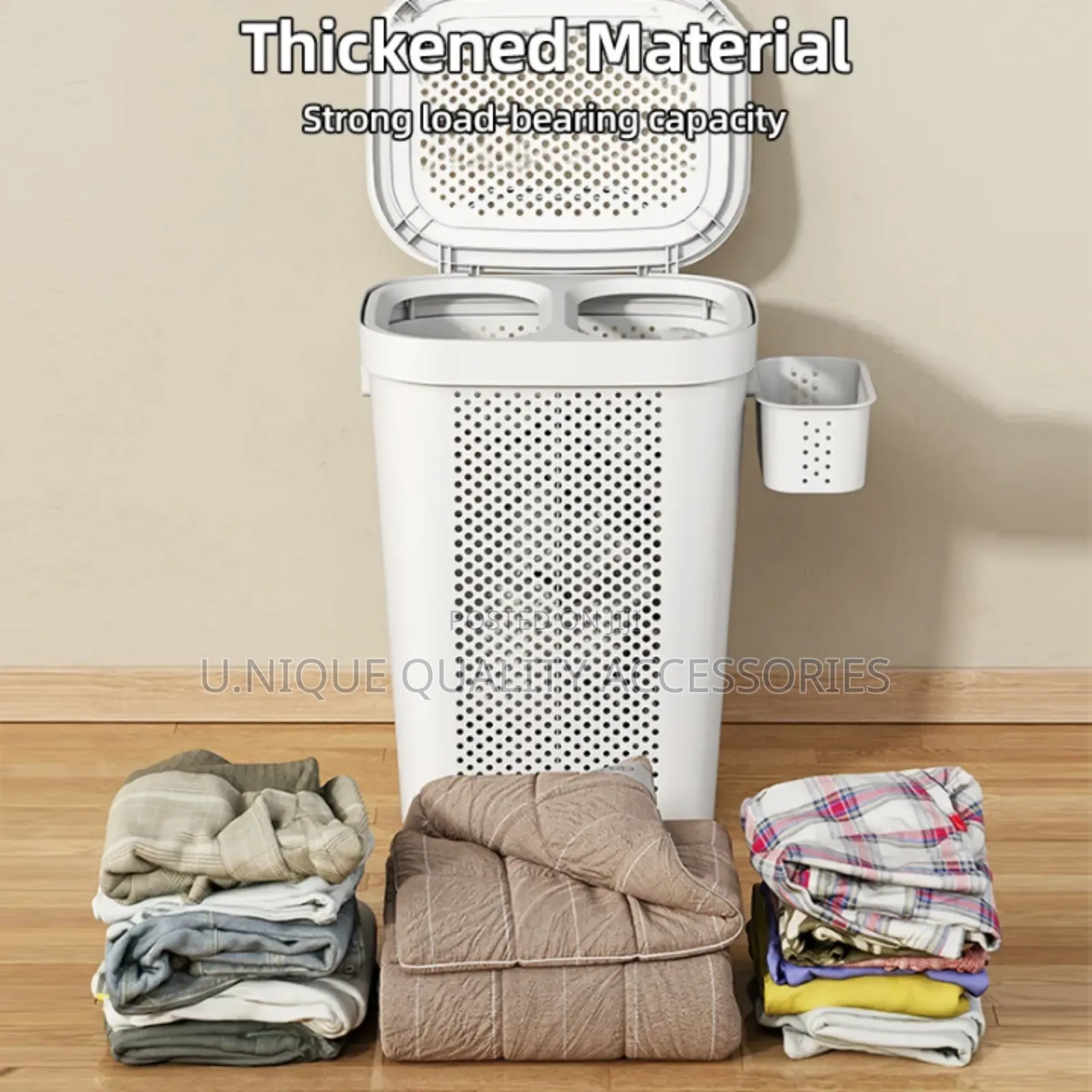 Large Capacity Clothing Storage Laundry Basket, White