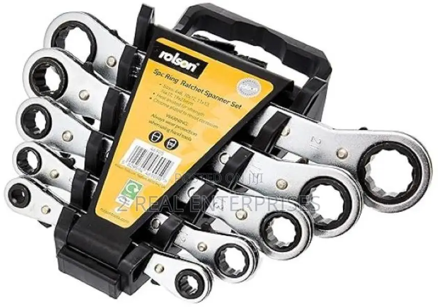 Rolson Pro 5 Piece Offset Ratchet Ring Spanner 6-21mm