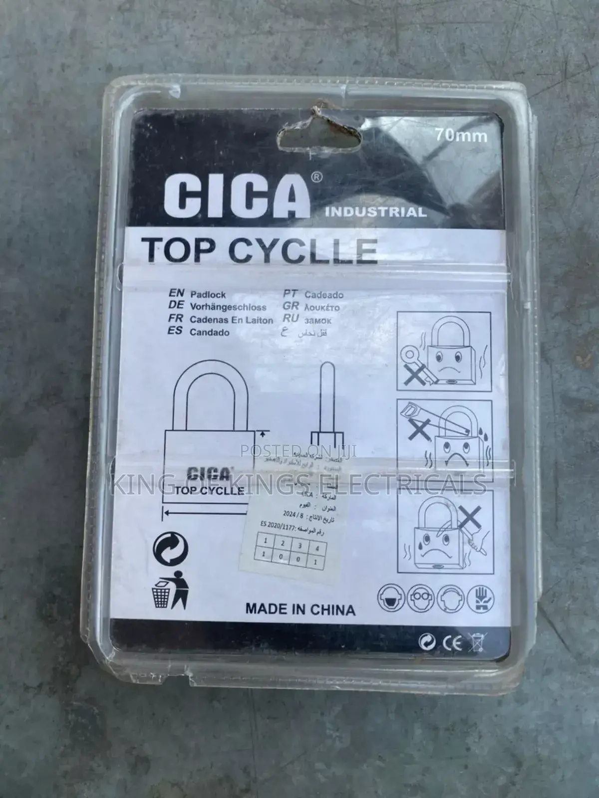 Cica 70mm Industrial Padlock – Hardened Steel Top Cycle Lock