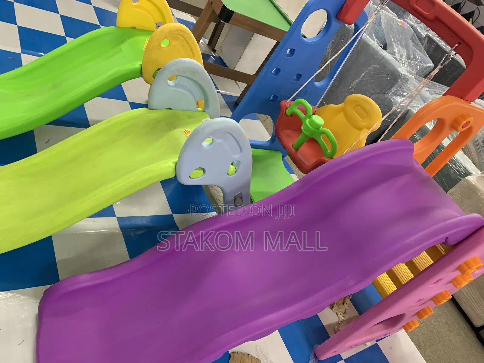 Slide for Playground + Swing Chair + Basketball Hoops and Balls