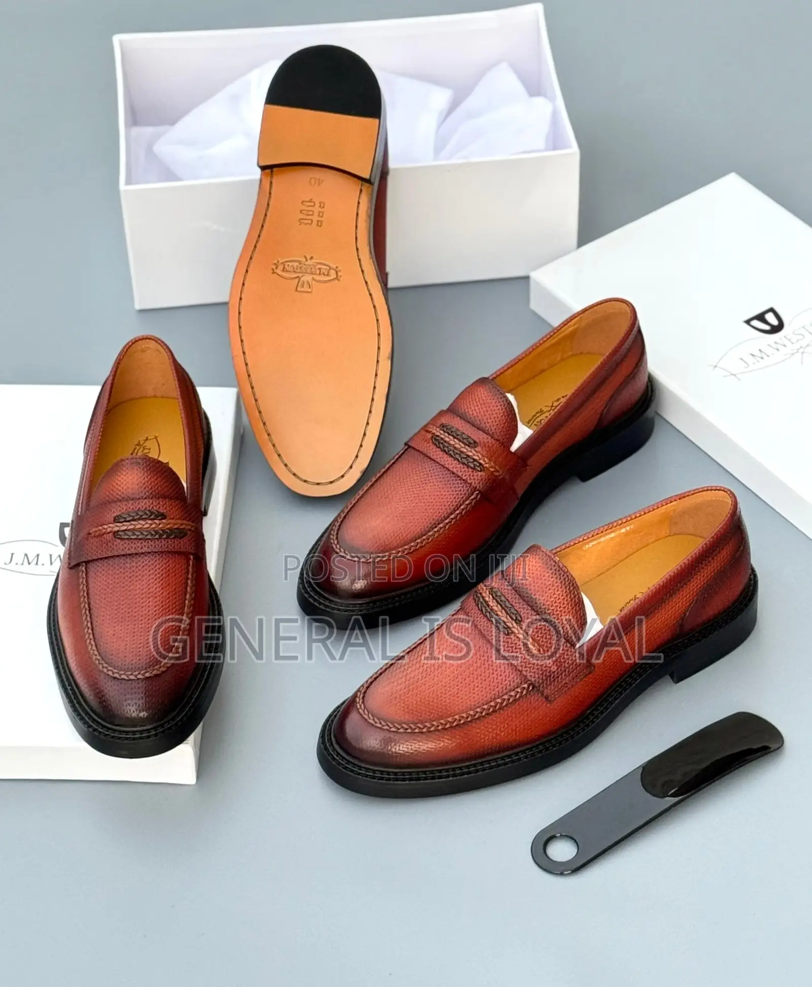 J.M Weston Wine Men Leather Shoe