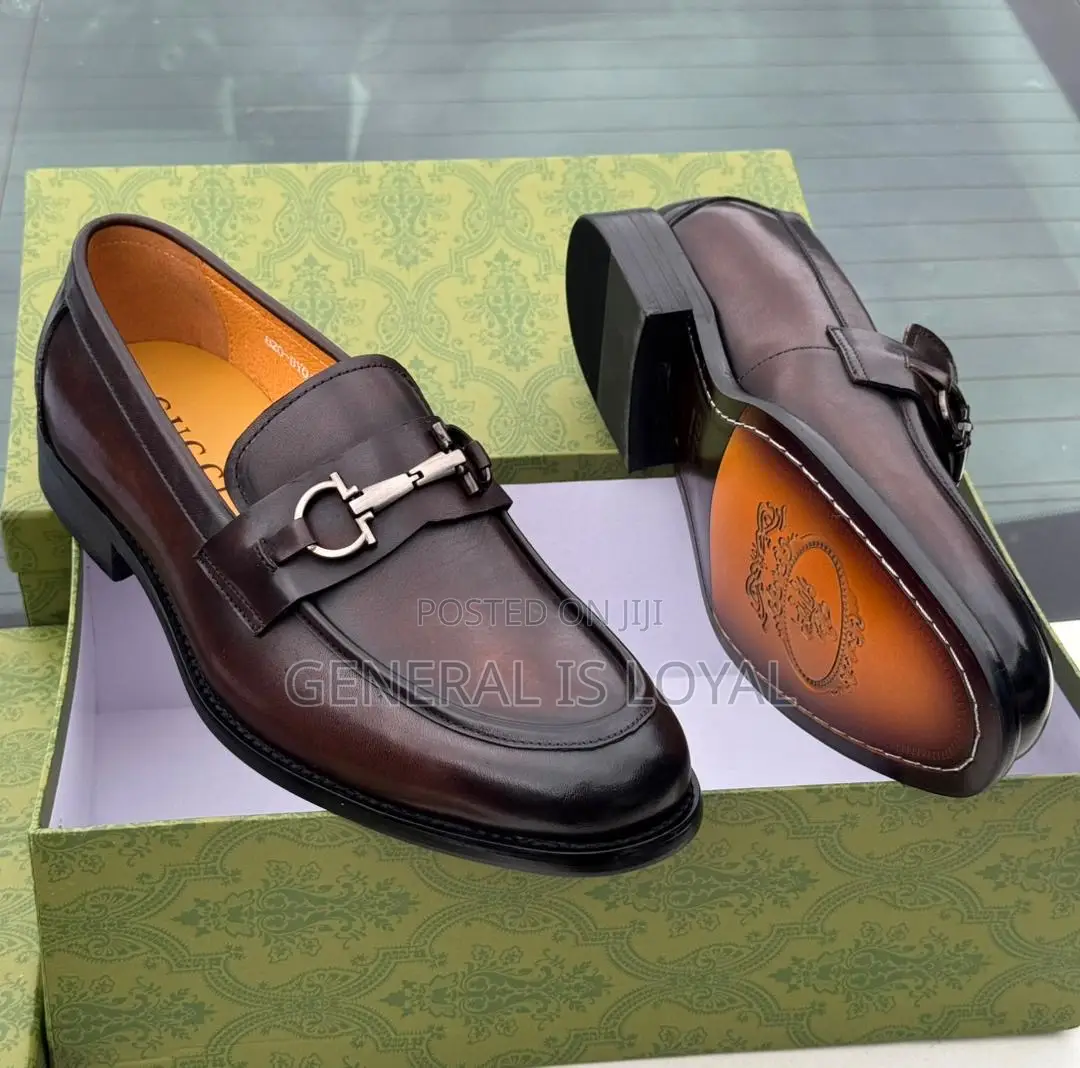 Gucci Men Coffee Leather Shoe