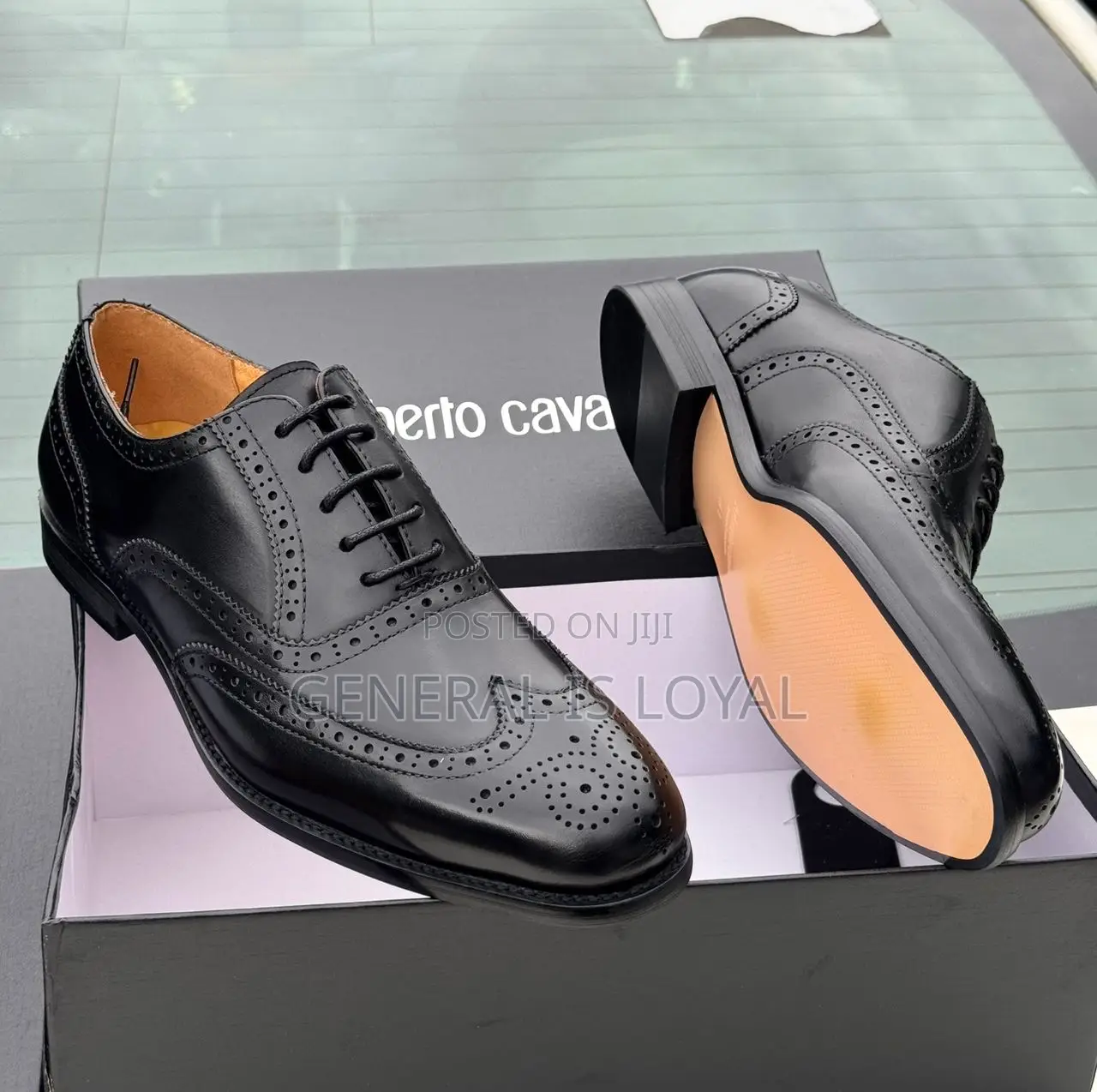 Roberto Cavalli Black Men Leather Lace Shoe