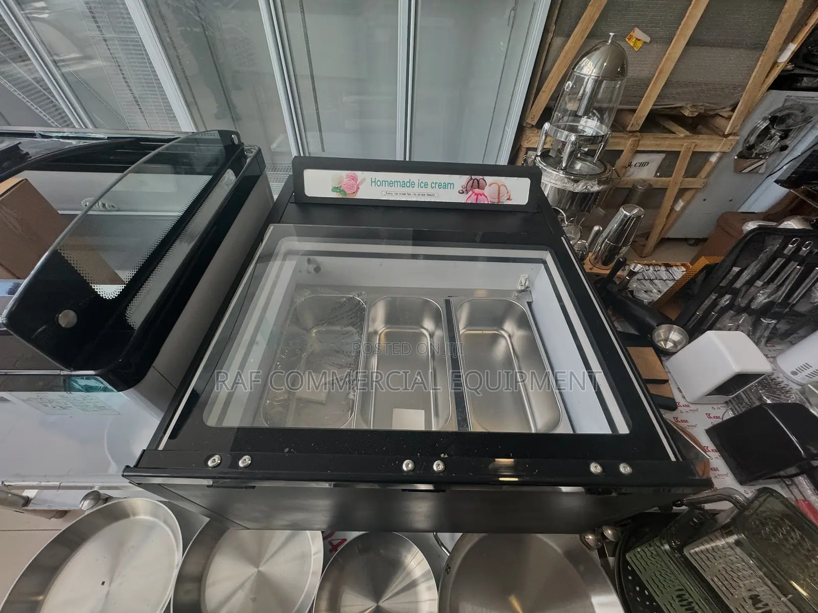 Commercial 3 Pot Ice Cream Display Freezer