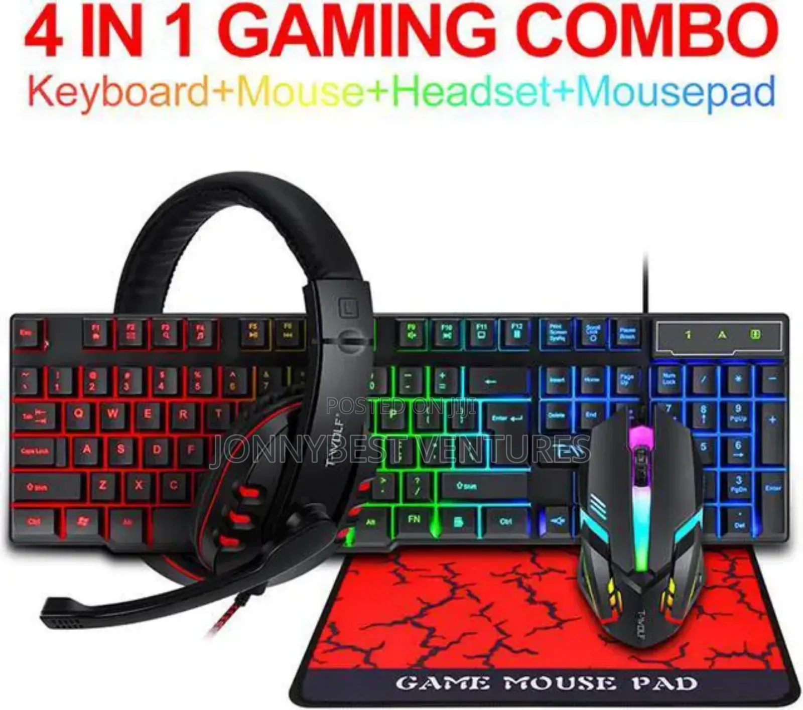 4in1 Gaming Combo Keyboard, Mouse, Headset, Mouse Pad