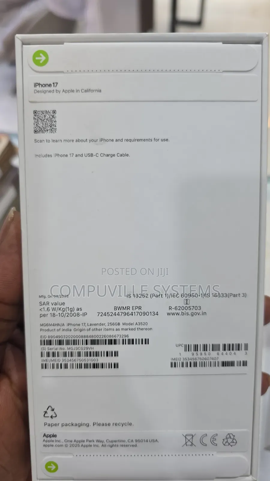New Apple iPhone 17 256 GB Purple