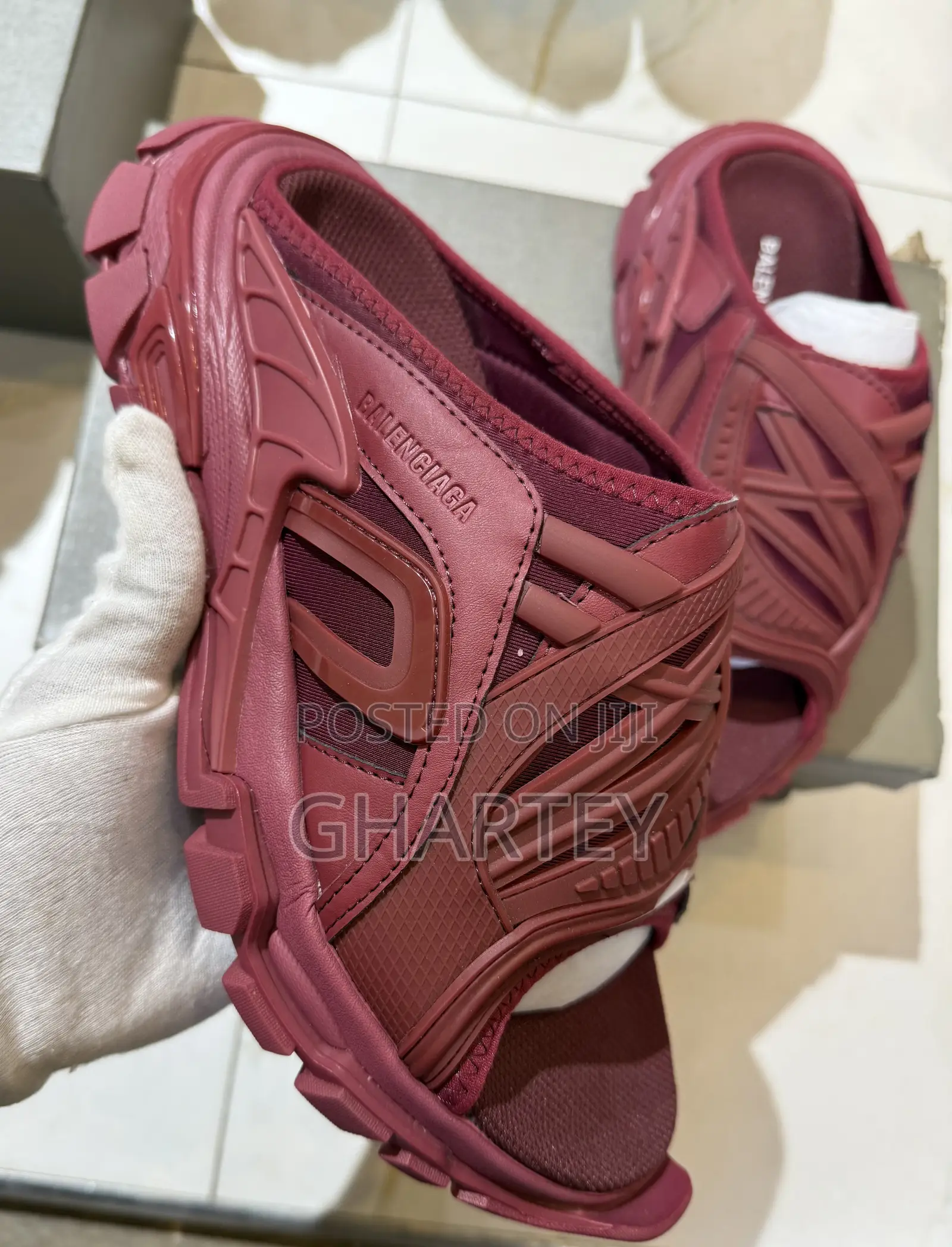 Balenciaga Track Slide Sandals – Burgundy Red