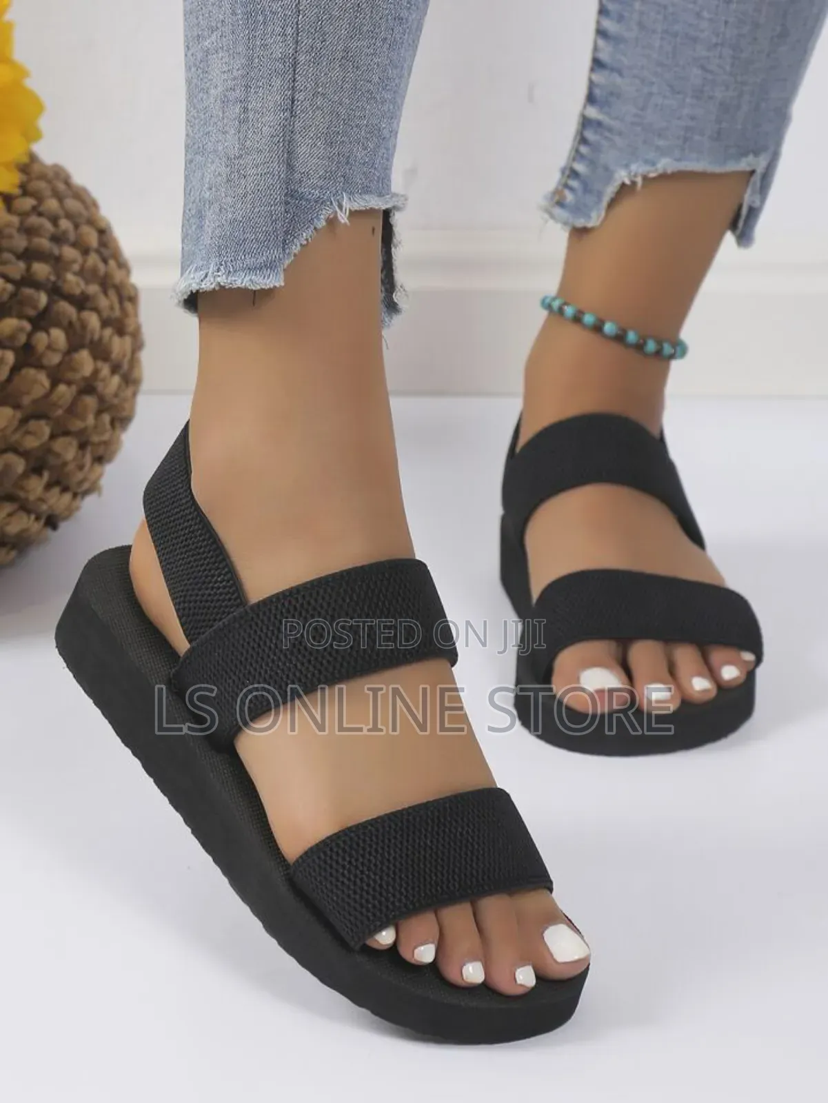 Ladies Simple Black Sandals