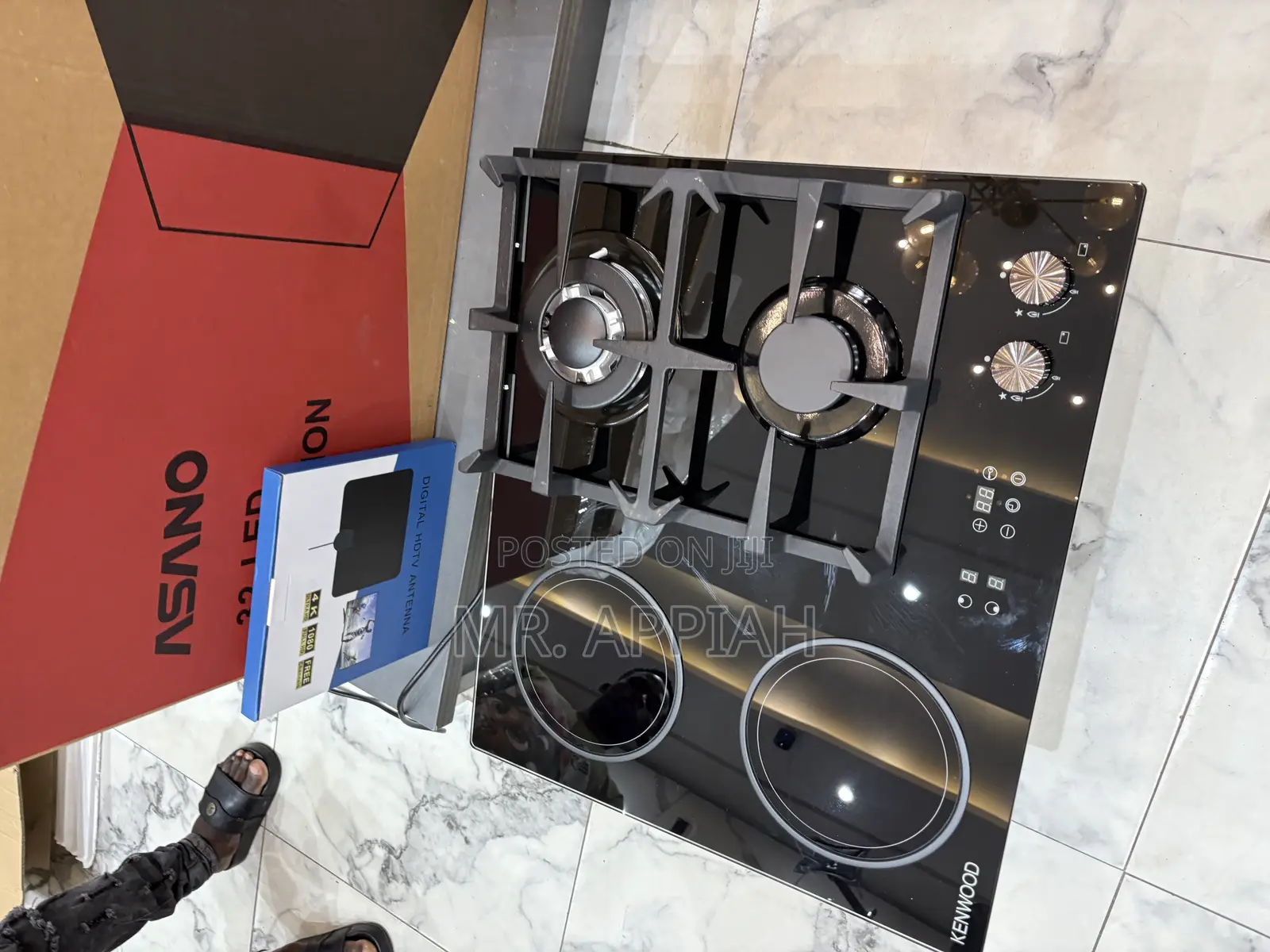Original Kenwood 60cm 2 Gas + 2 Electric Tempered Glass Hob(Black).