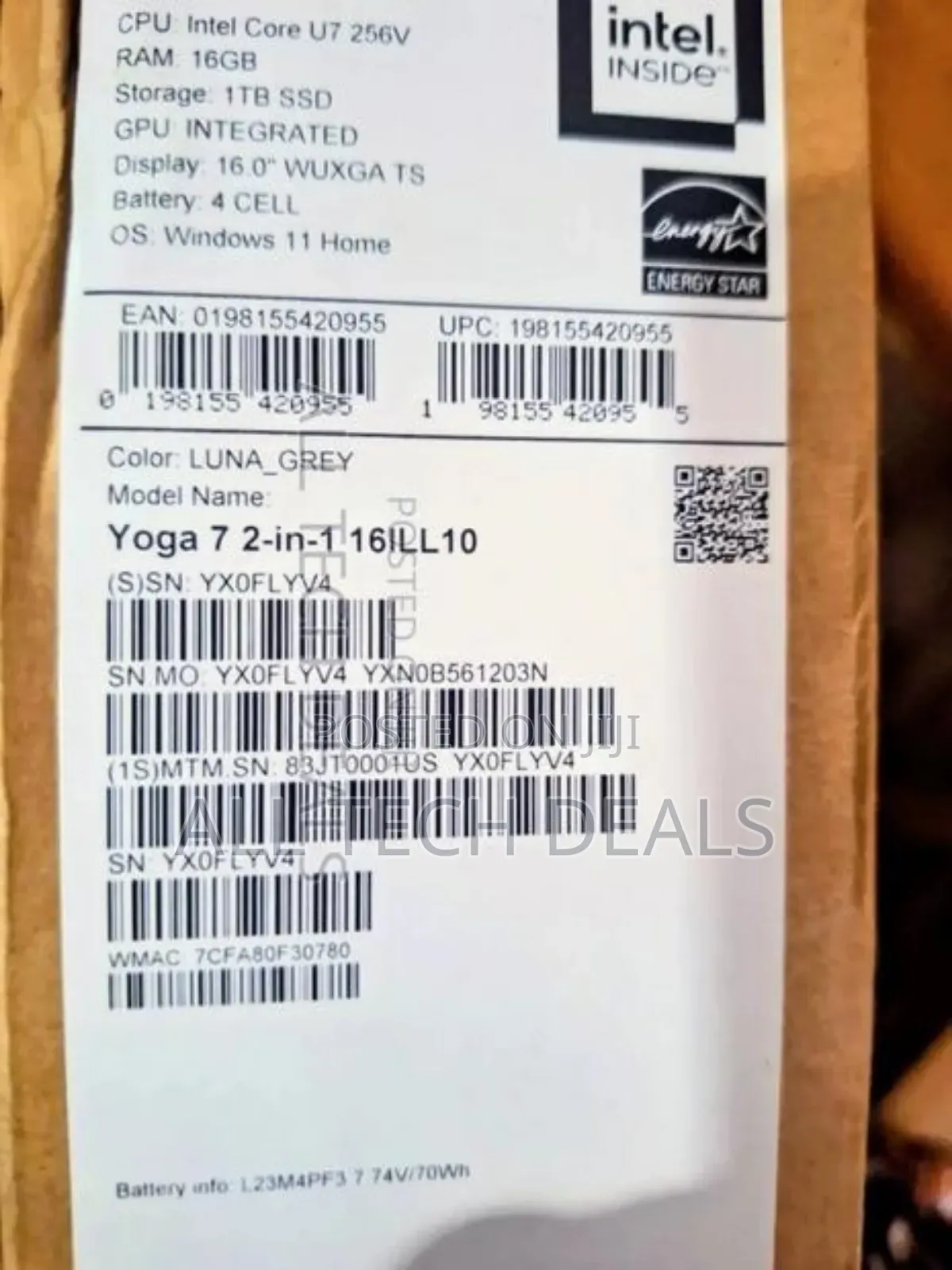 New Laptop Lenovo Yoga 7i 16GB Intel Core i7 SSD 1T