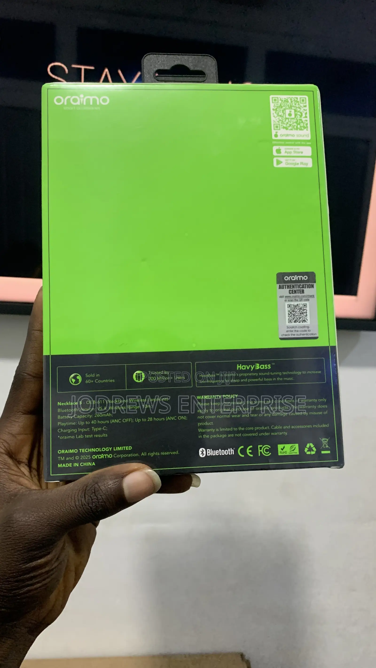 Oraimo Necklace 5 30db Nose Cancellation and Call Vibration Earphones