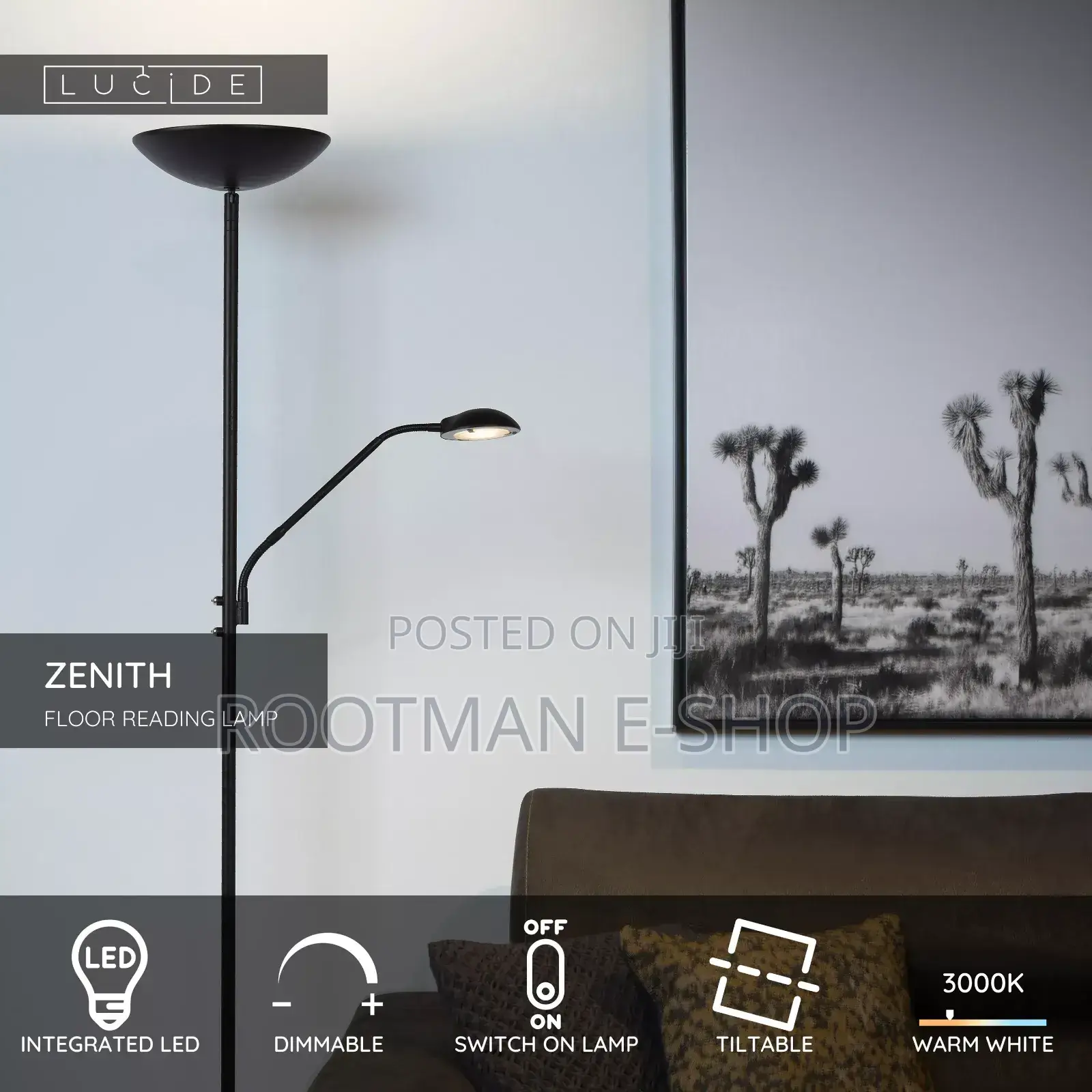 Lucide Champion-Led - Floor Reading Lamp - Led Dim. - 