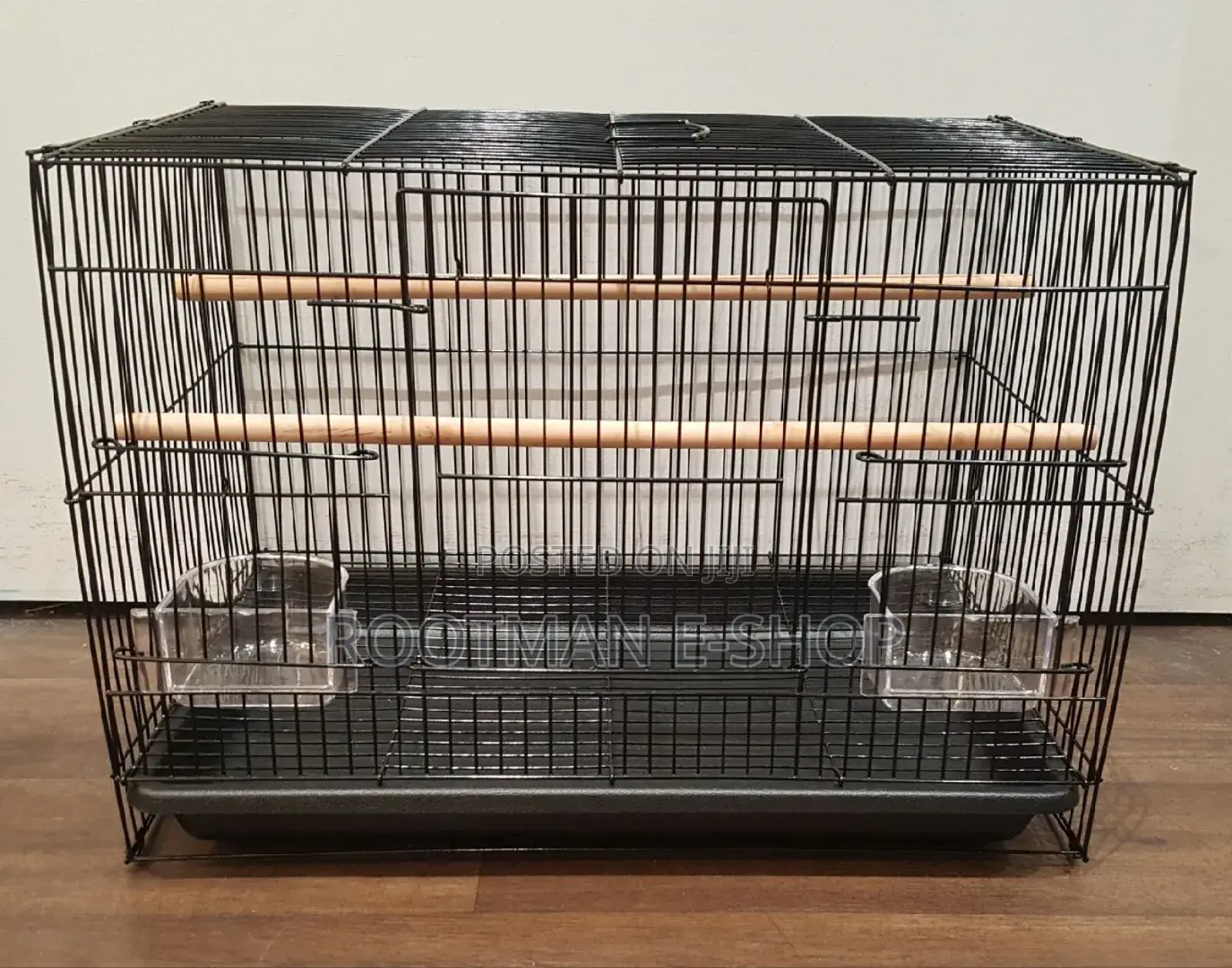 Alden Design 30" Bird Cage With Slide-Out Tray and Wood Perches, Black