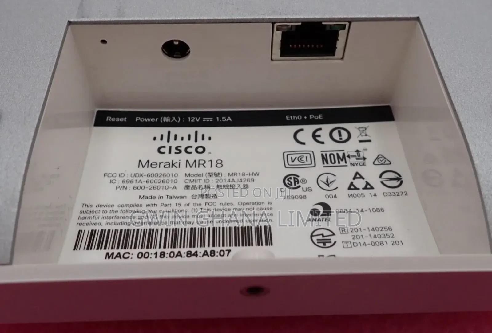 Cisco Meraki Mr18 Dual-Band Cloud-Managed Wireless Access Point(Poe).
