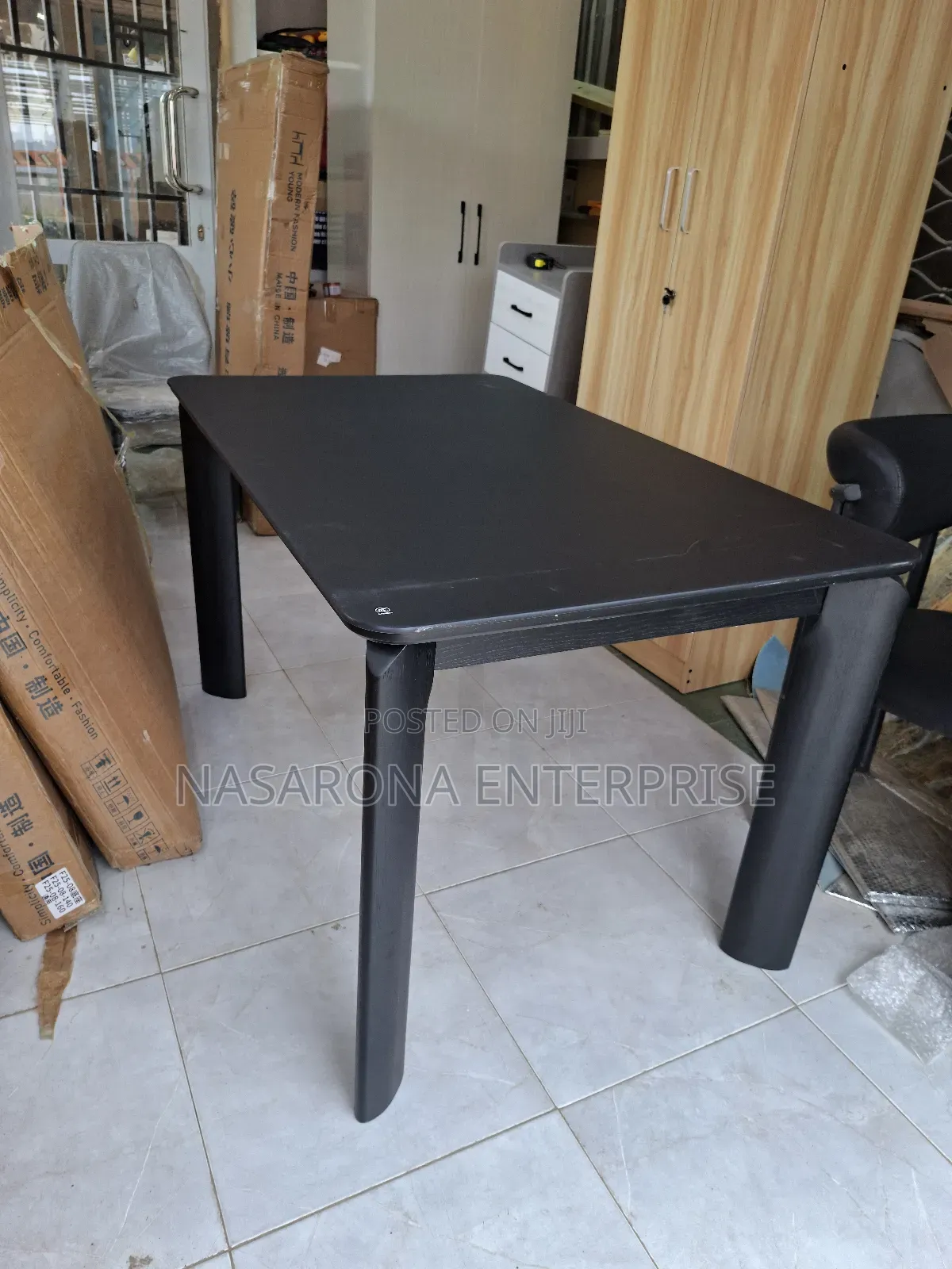 Elegant Black Marble Glass Dinning Table