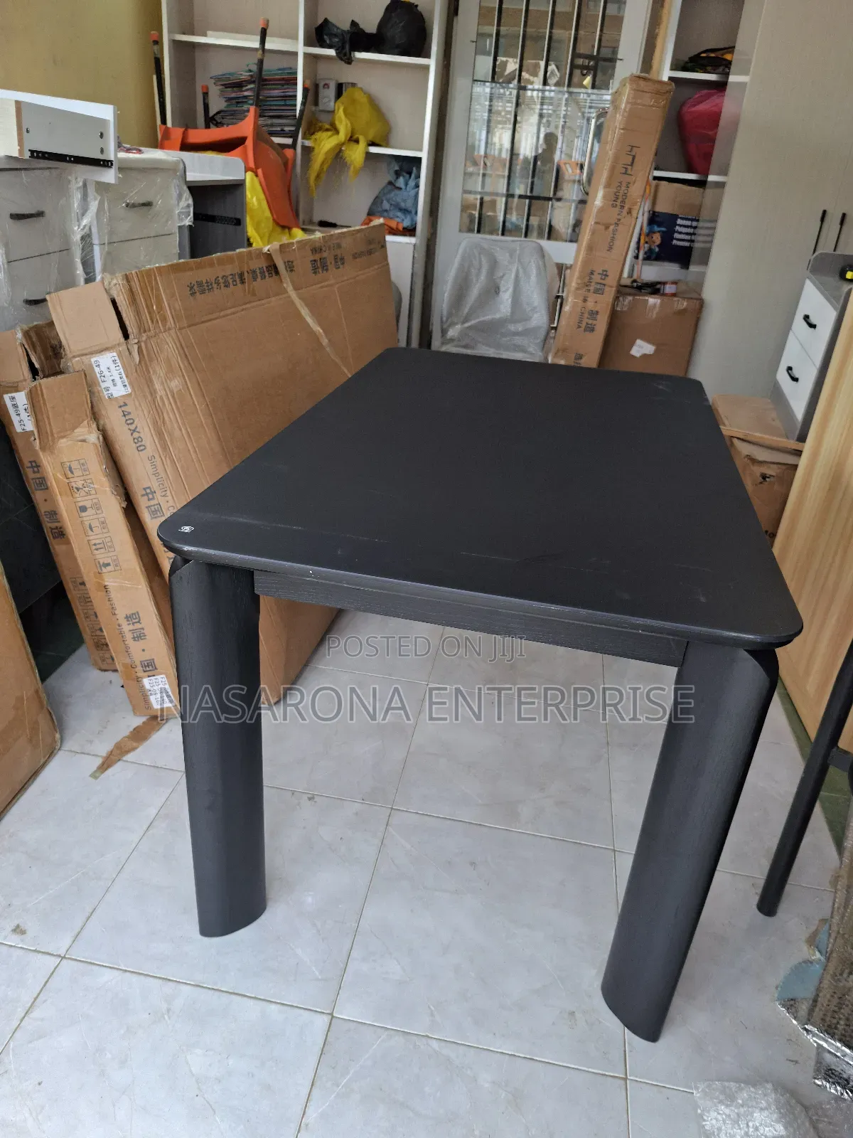 Elegant Black Marble Glass Dinning Table