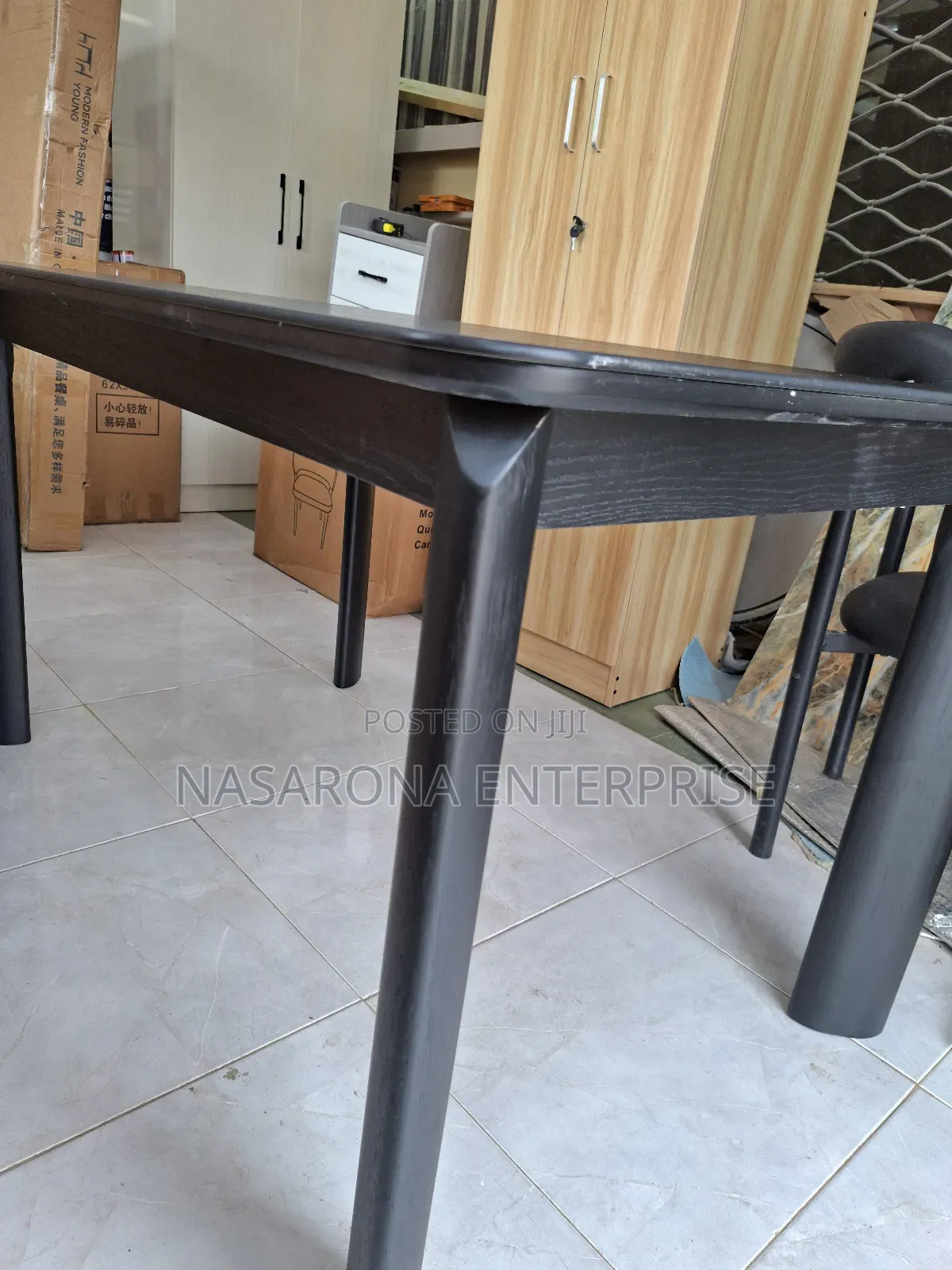Elegant Black Marble Glass Dinning Table