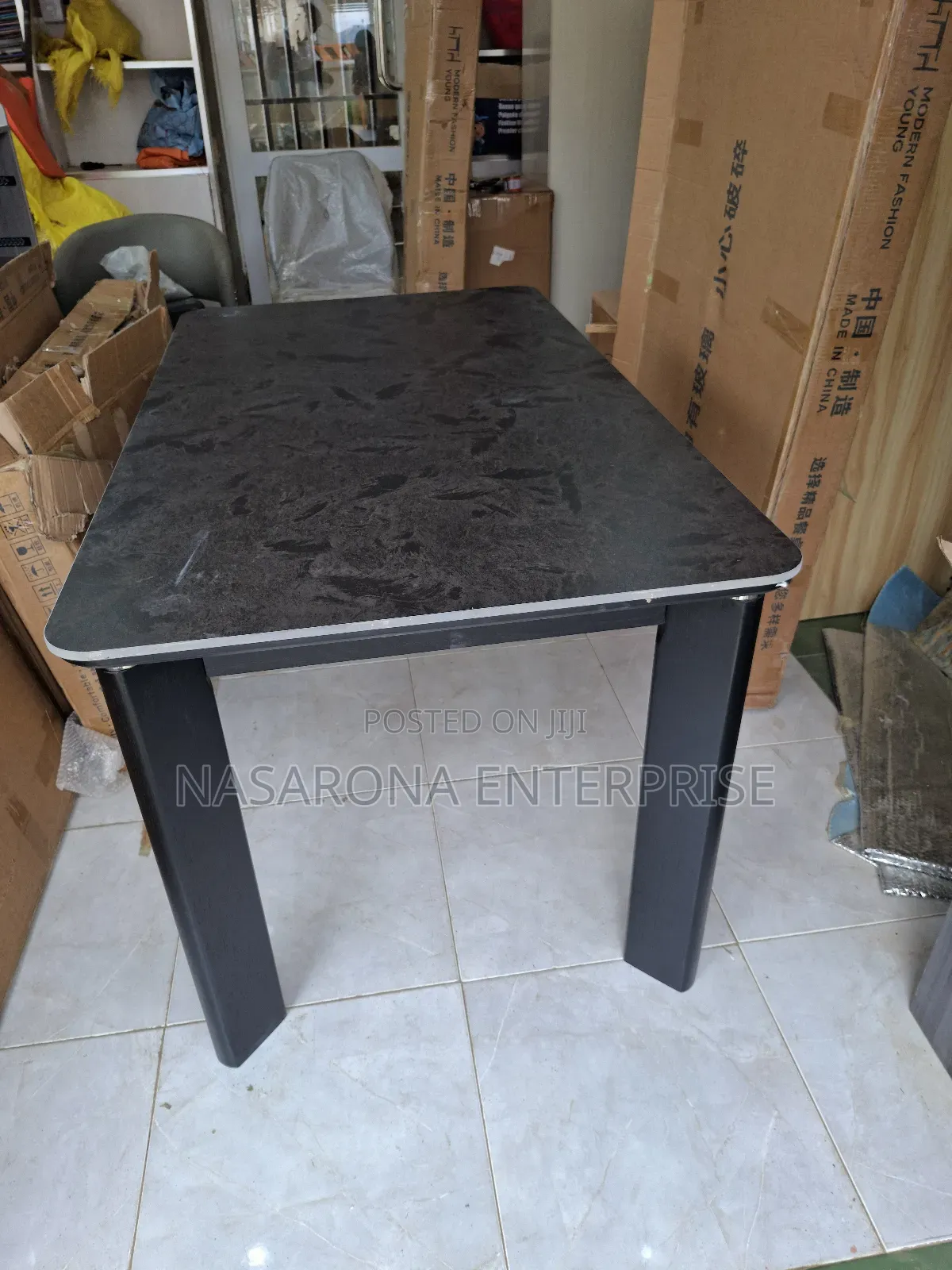 Black Design Glass Top Dinning Table