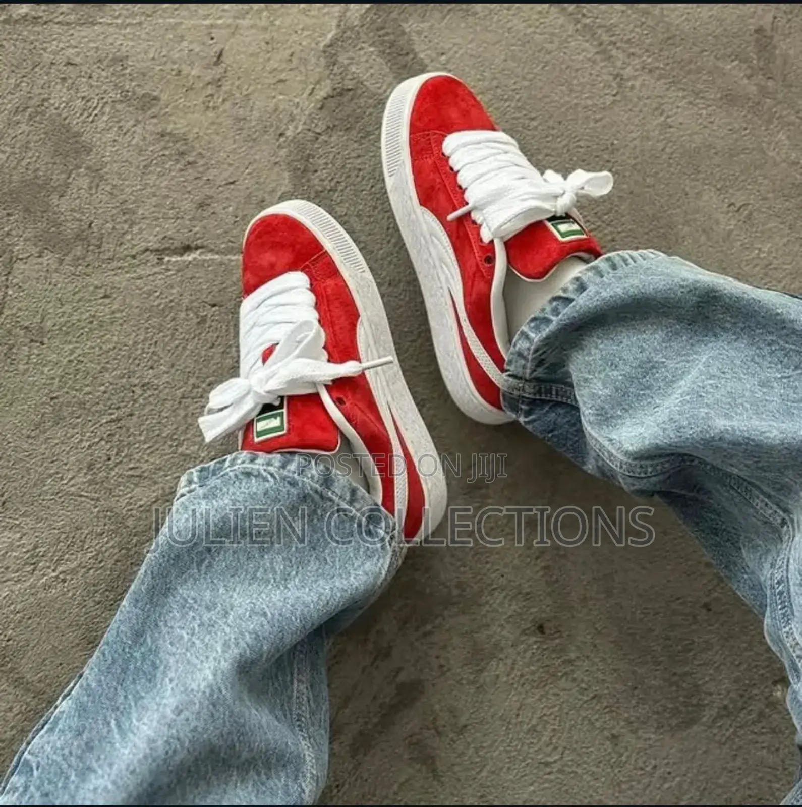 Puma Suede Big Lace Xl Red and White