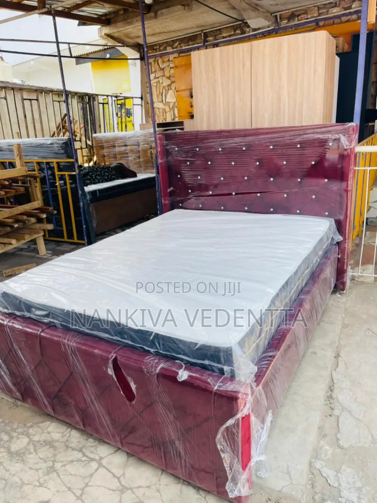 Double Fabric Bedframe With Mattress