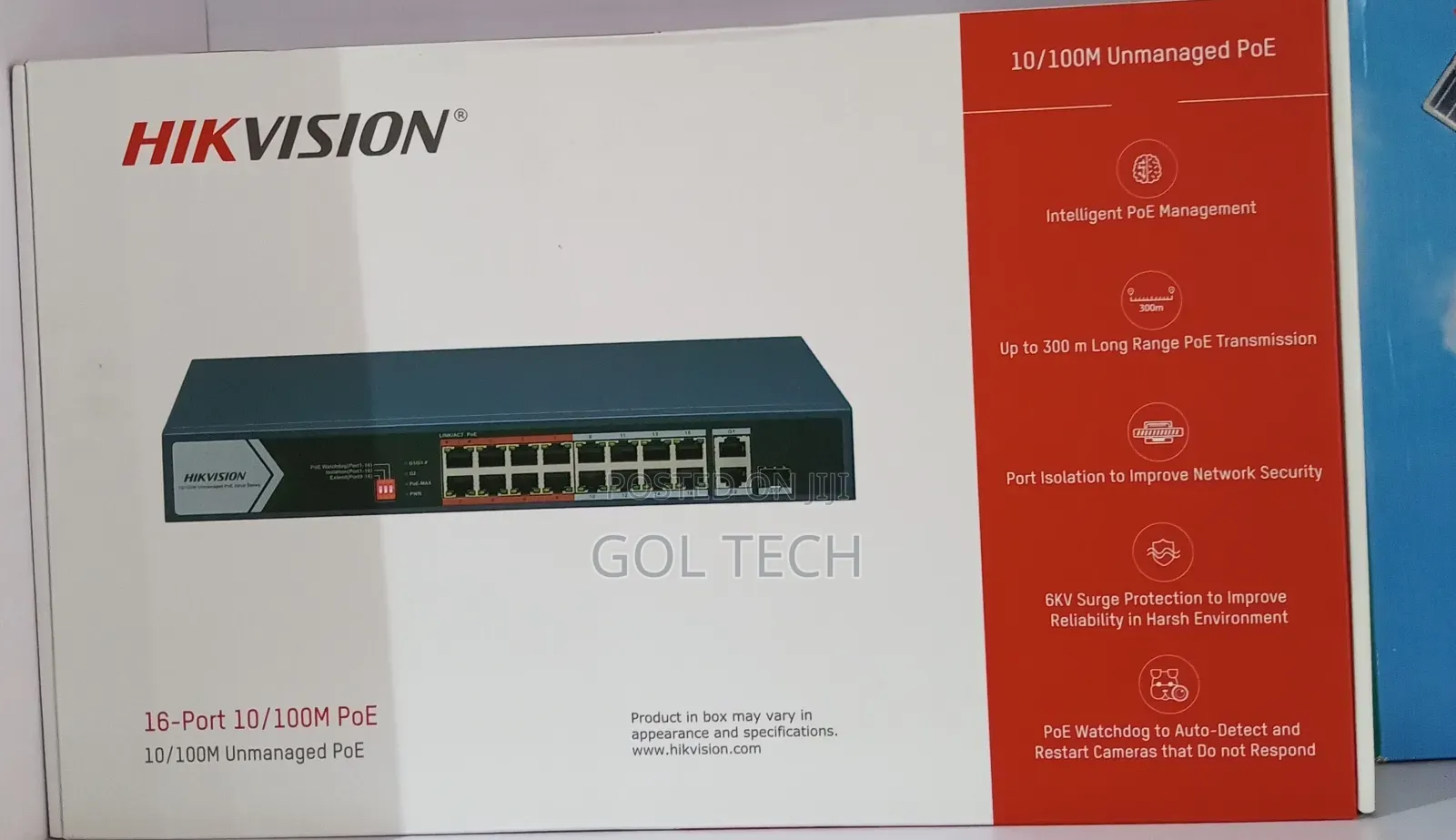 Hikvision 16-Port Poe Switch Unmanaged Poe Switch 300m Long Range