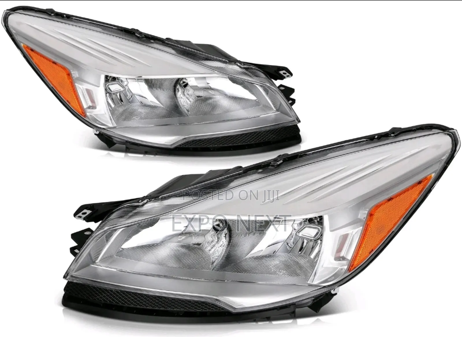 Headlight For 2013-2016 Ford Escape Halogen Chrome Pair