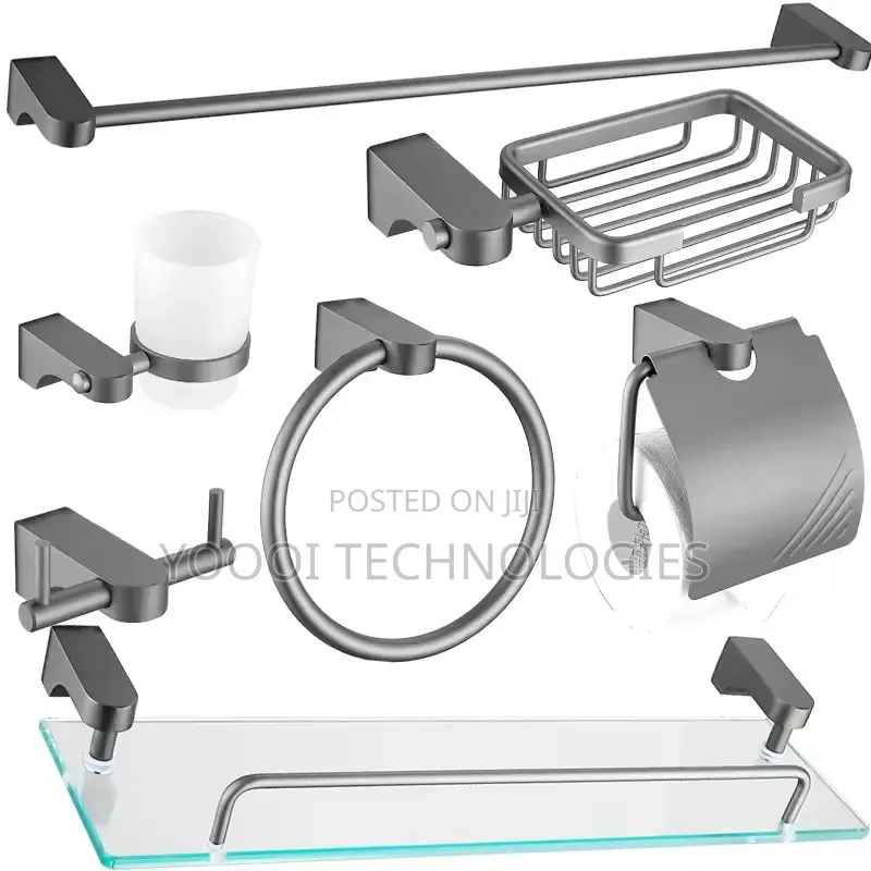 7pcs Gun Grey Stainless Steel Bathroom Accessories Set