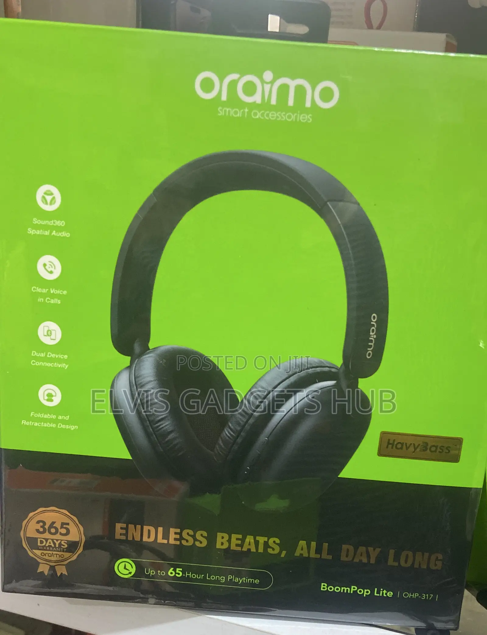 Oraimo Boompop Lite Enc Over-Ear Wireless Headphones