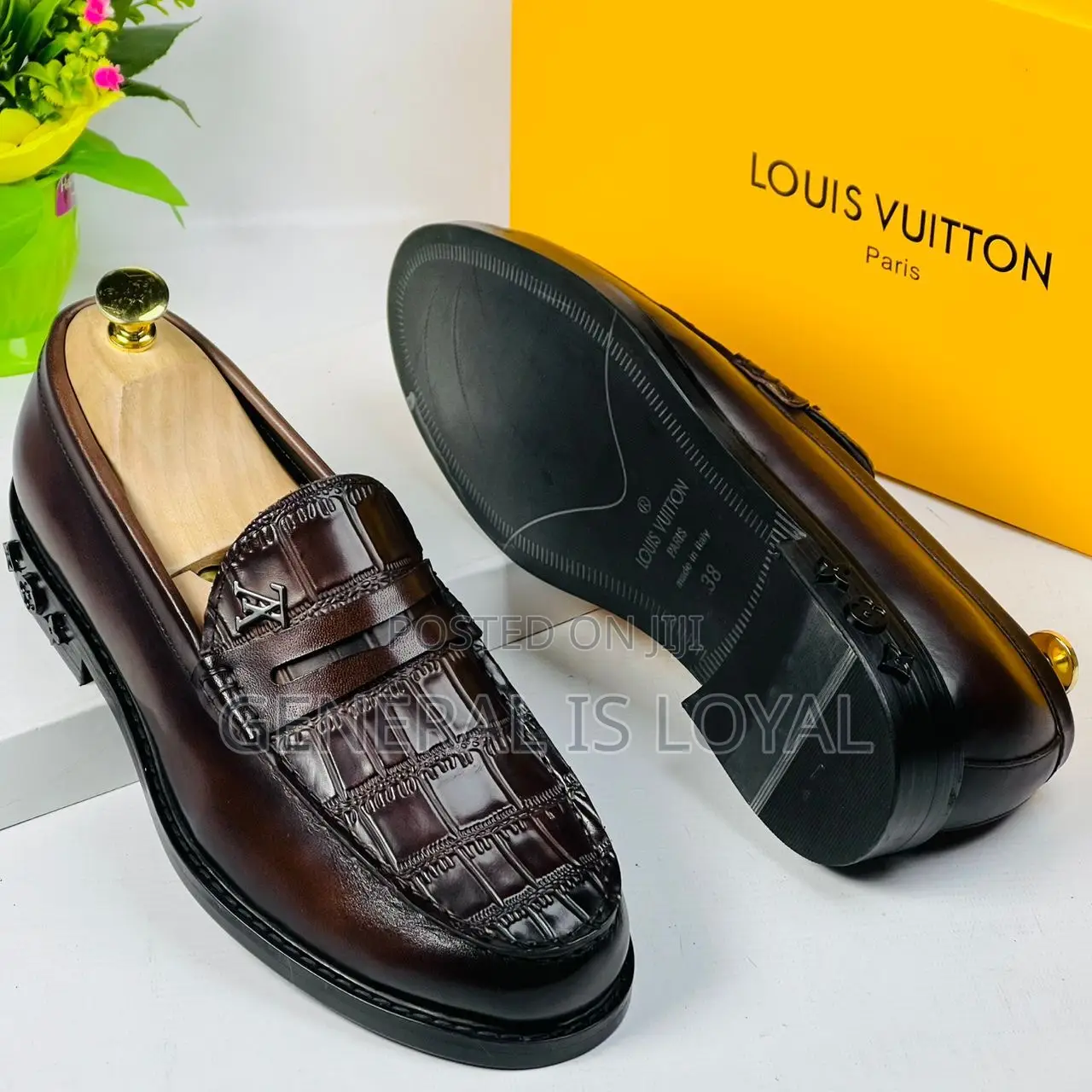 Louis Vuitton Dark Coffee Classic Men Loafers Shoe