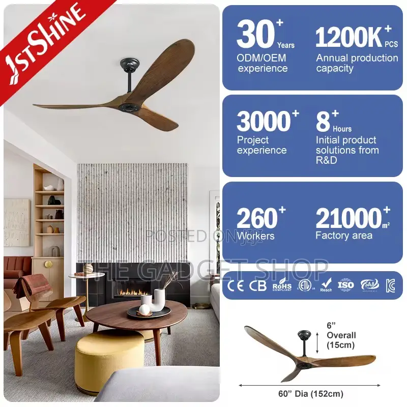 Wooden Blade Fan 60”