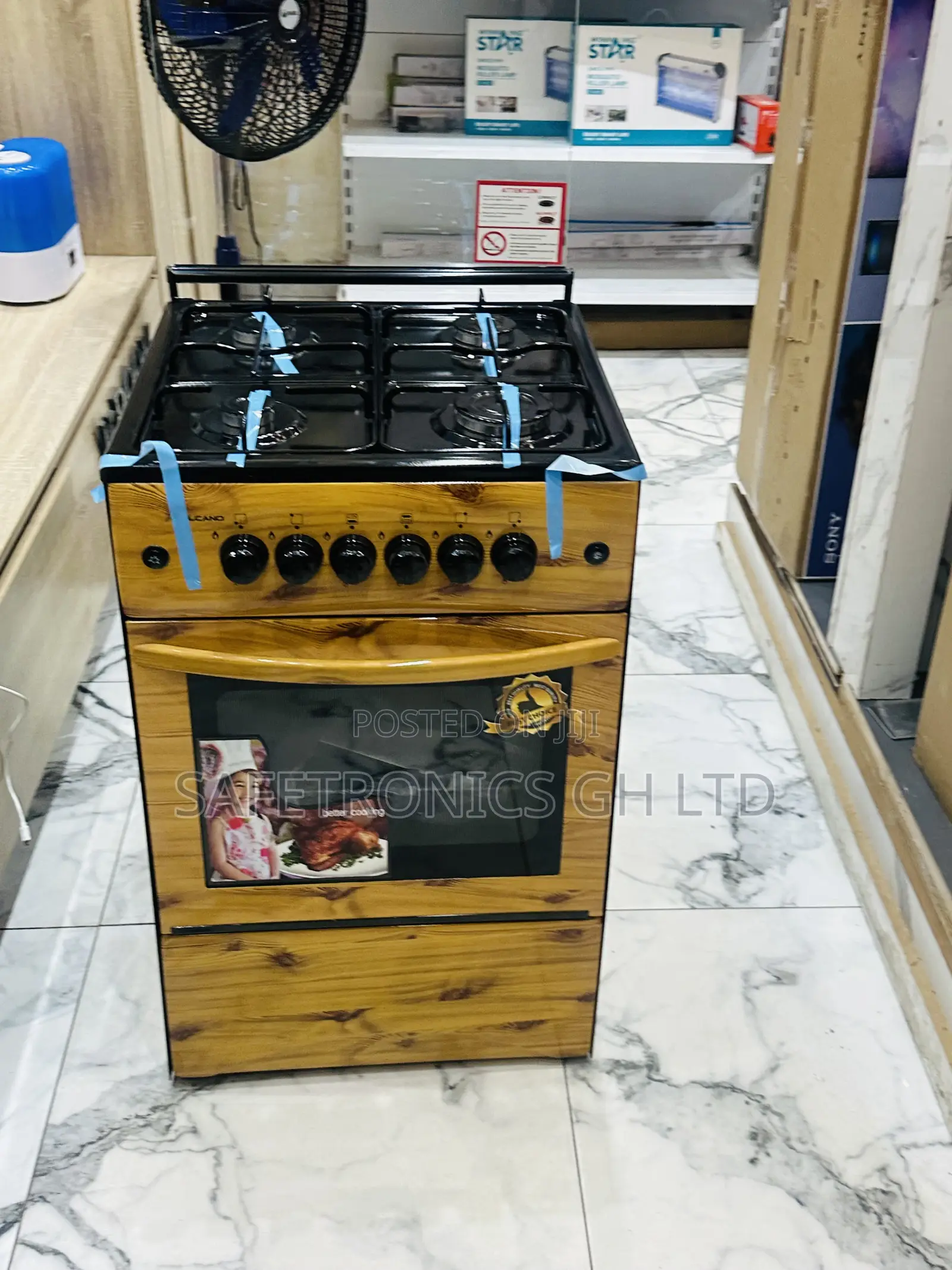 Available Now at Store Wooden Like Gas Cooker 4burner 50:50