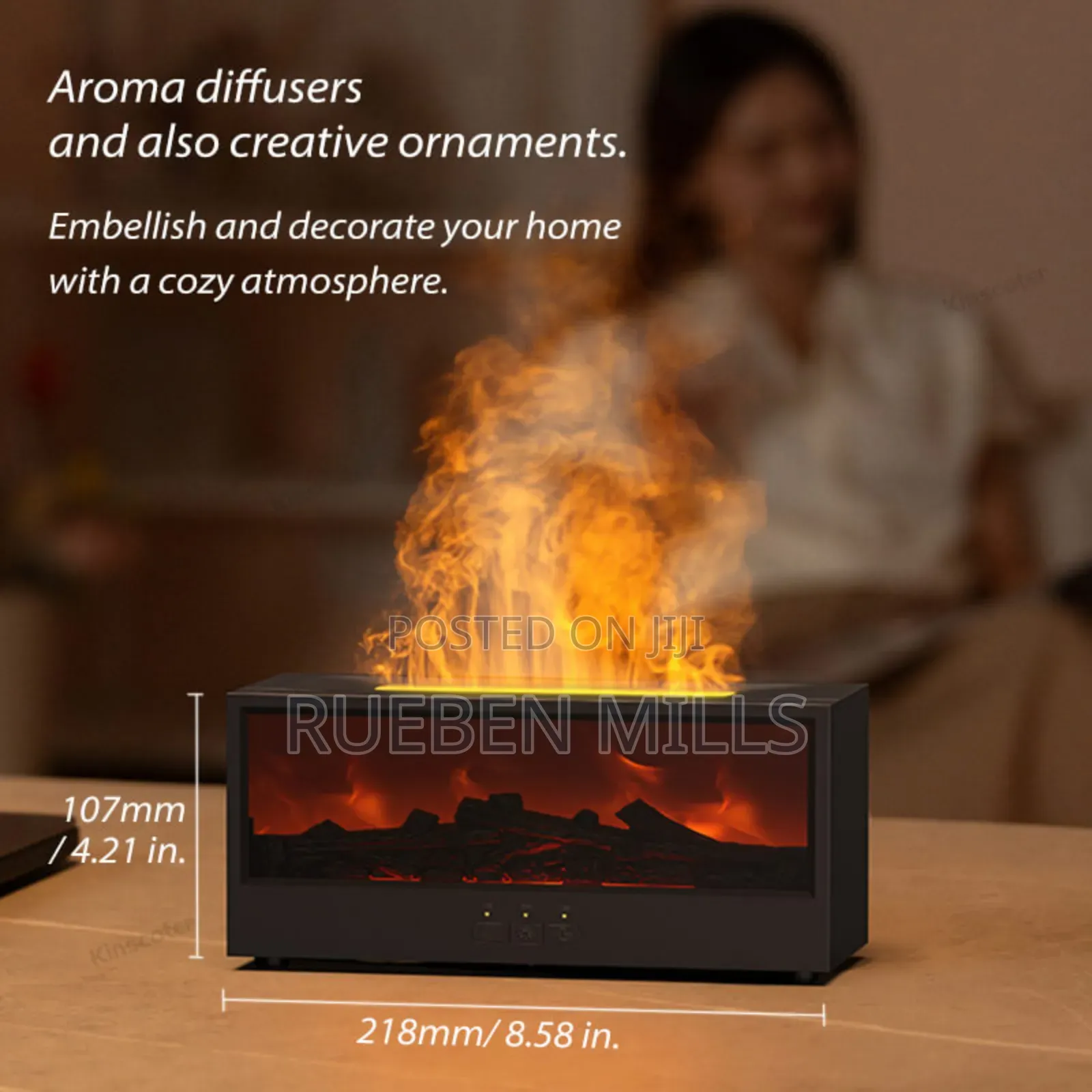 Black Creative Fireplace Diffuser Flame Humidifier Air Freshener