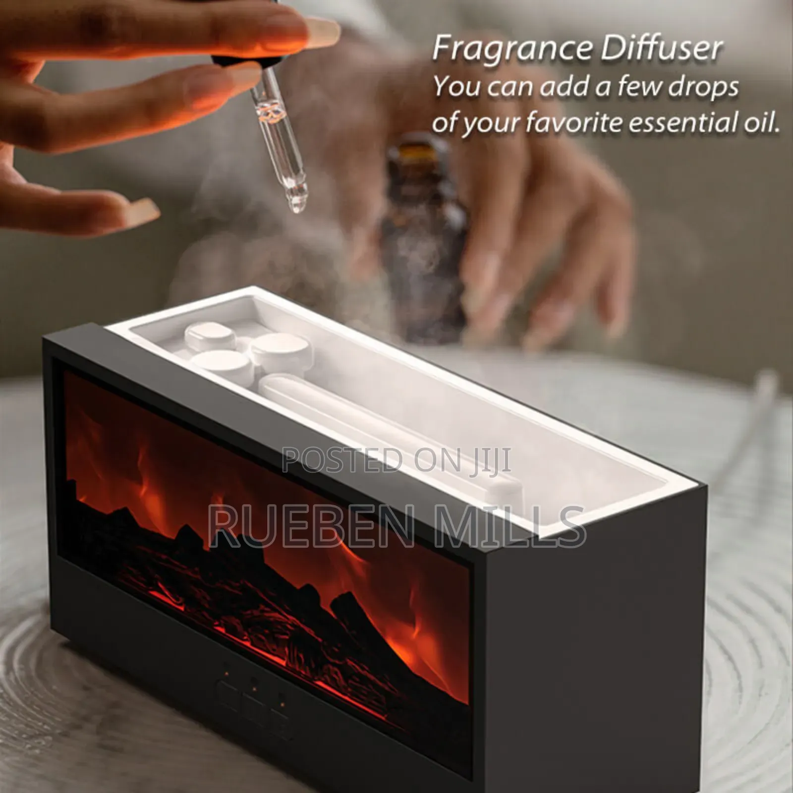 Black Creative Fireplace Diffuser Flame Humidifier Air Freshener
