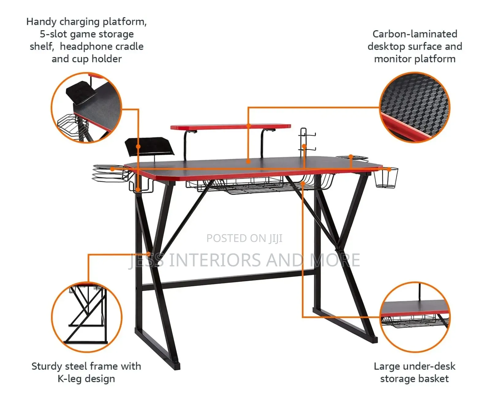 Gaming Computer Desk With Storage Compartments