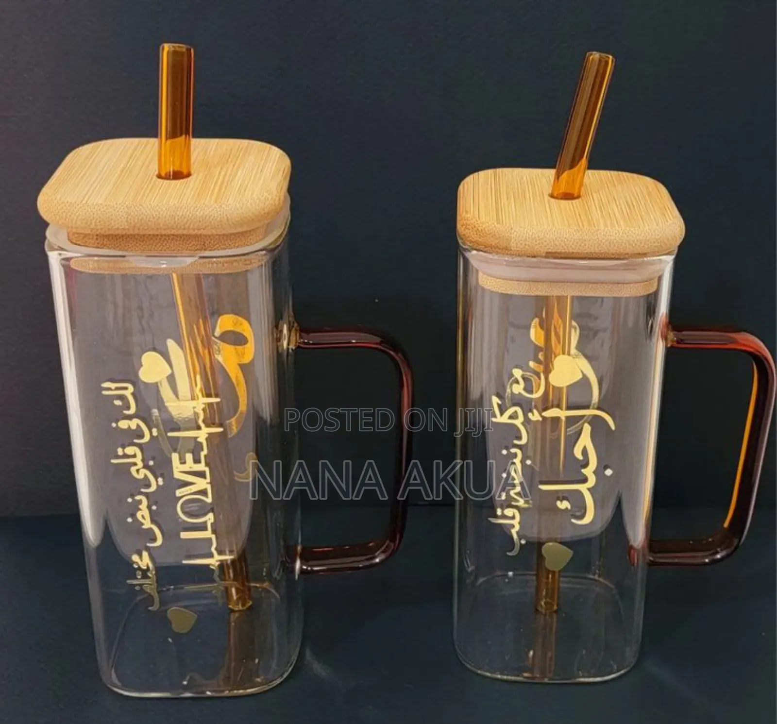 Customized Glass Mug With Wooden Lid