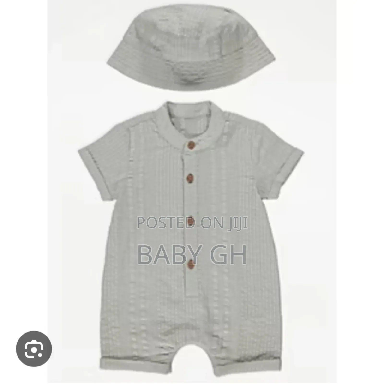 George Gray Babies Crinkle Romper and Hat