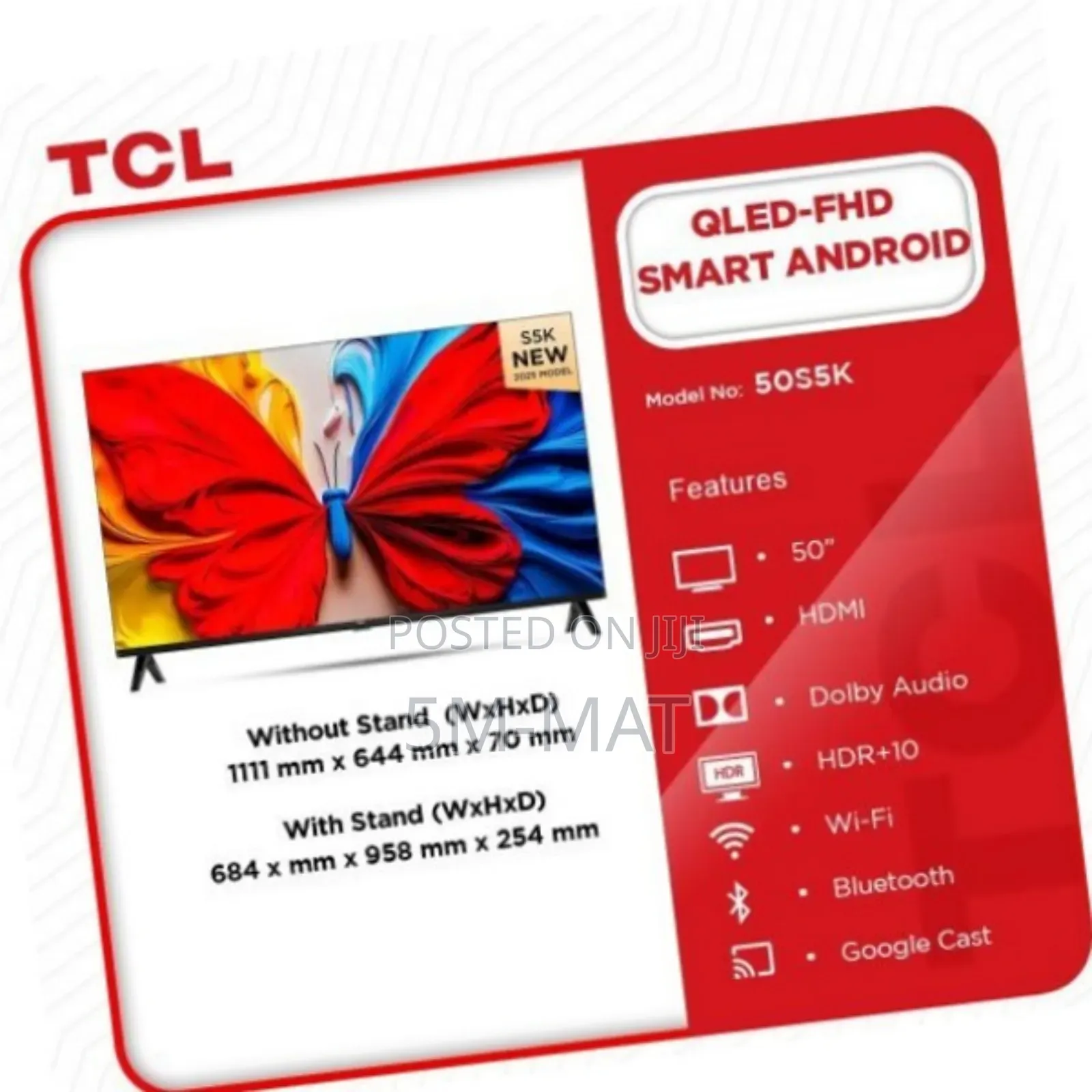TCL 43′′ Qled FHD Smart Android Tv 43s5k