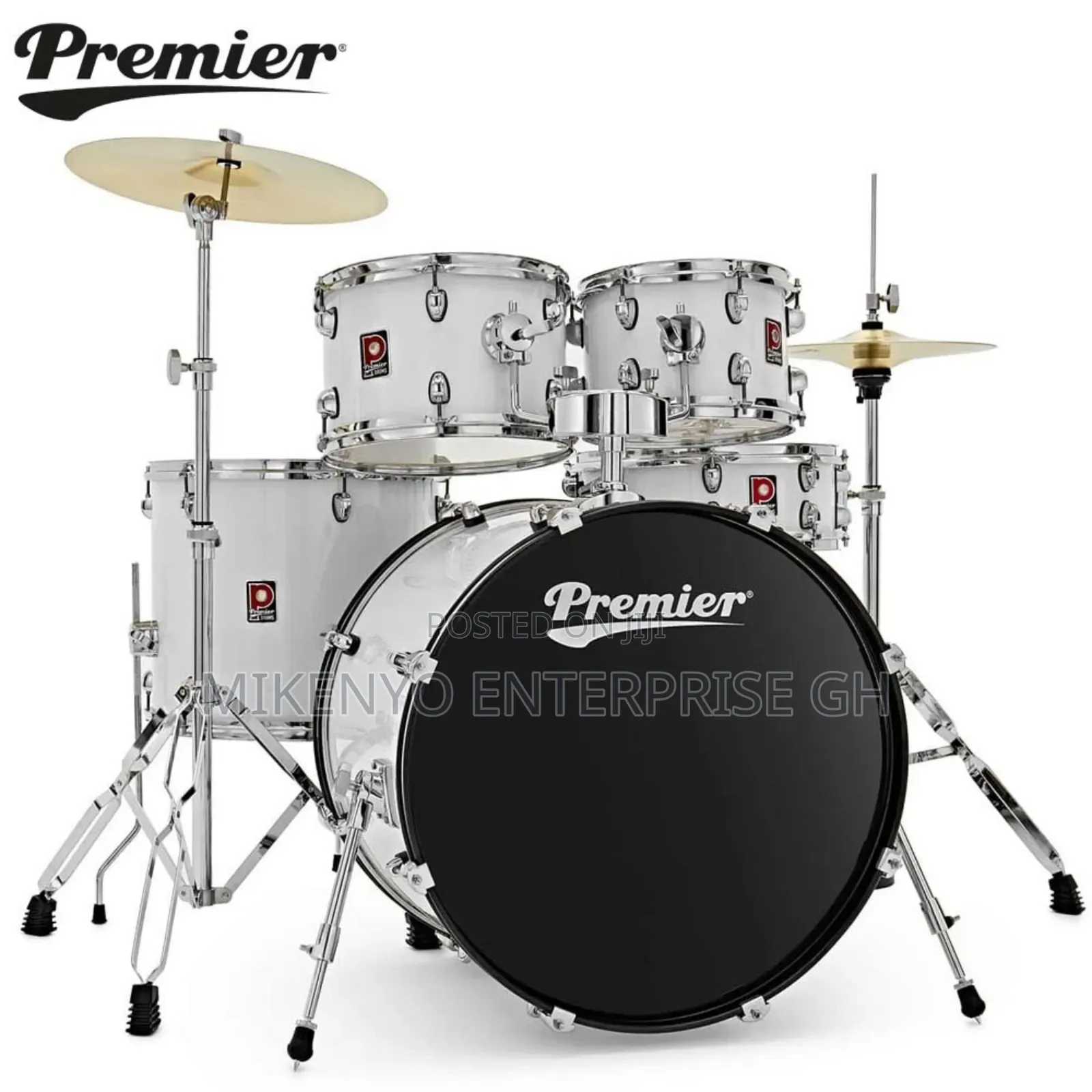 Quality Premier Revolution 20" 5-Piece Complete Drum Kit White