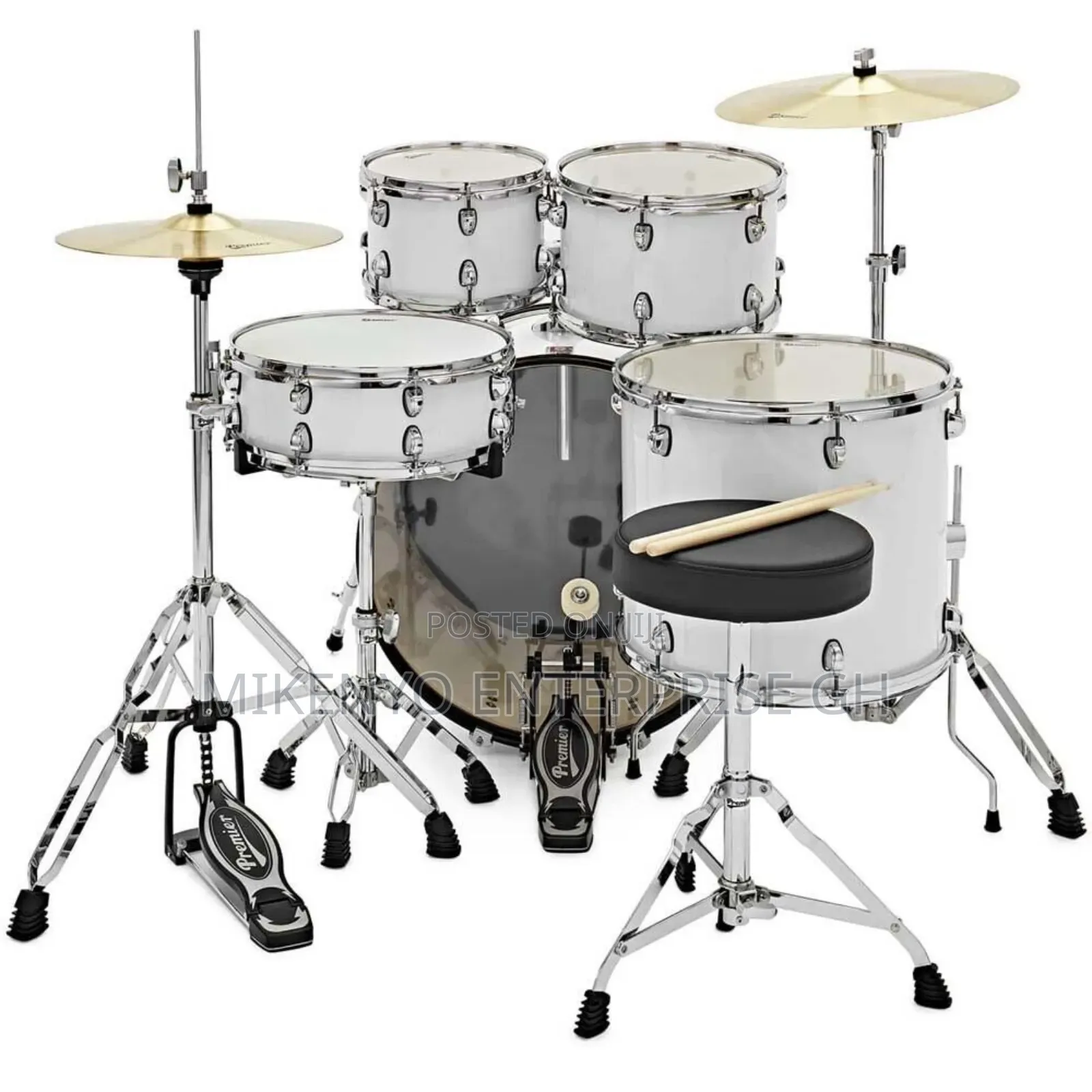 Quality Premier Revolution 20" 5-Piece Complete Drum Kit White