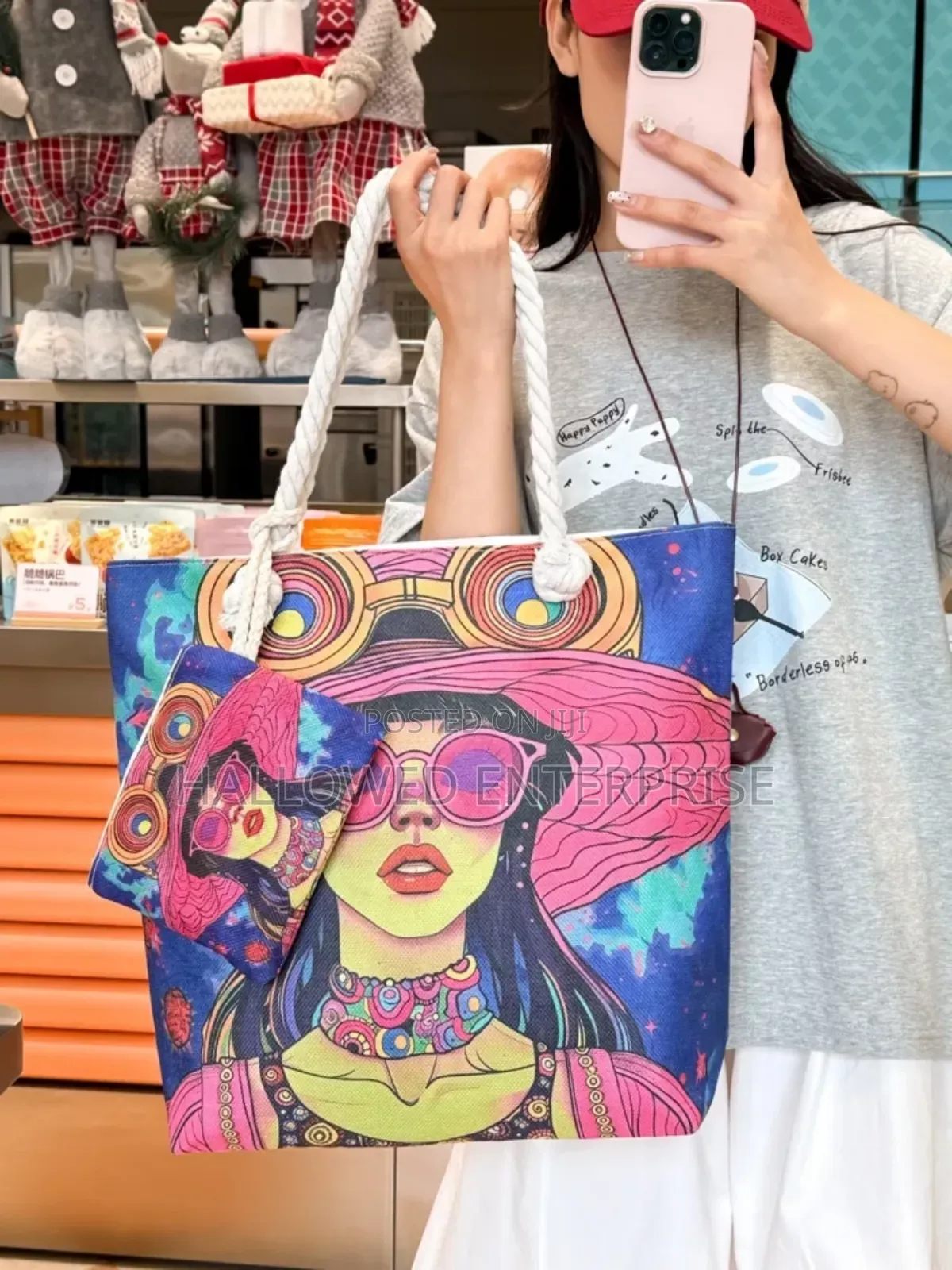Large Capacity Double-Sided Pattern Canvas Tote Bag