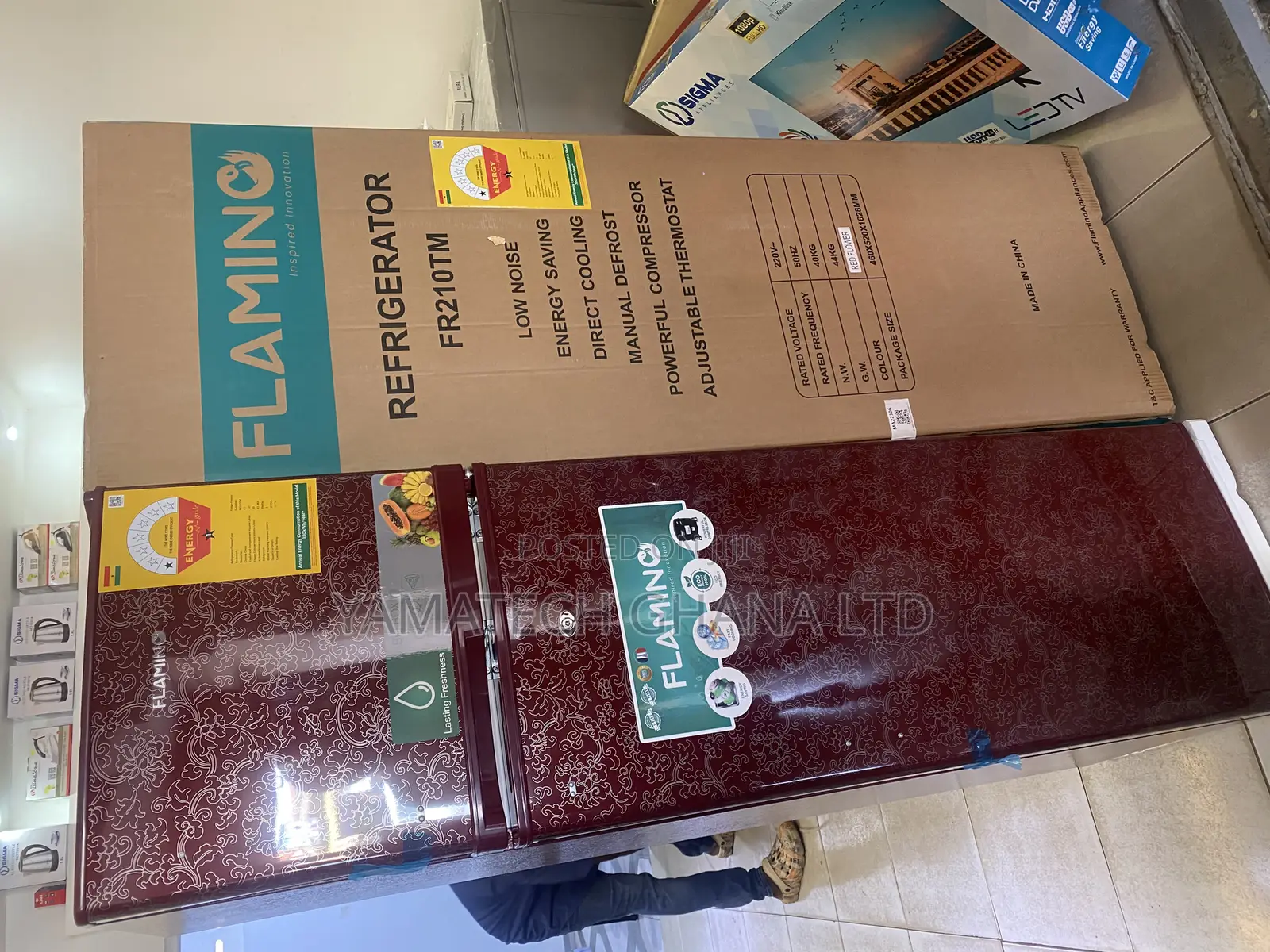 Flamino 166 Litre Fridge With Top Freezer With Nice Wine Color Design