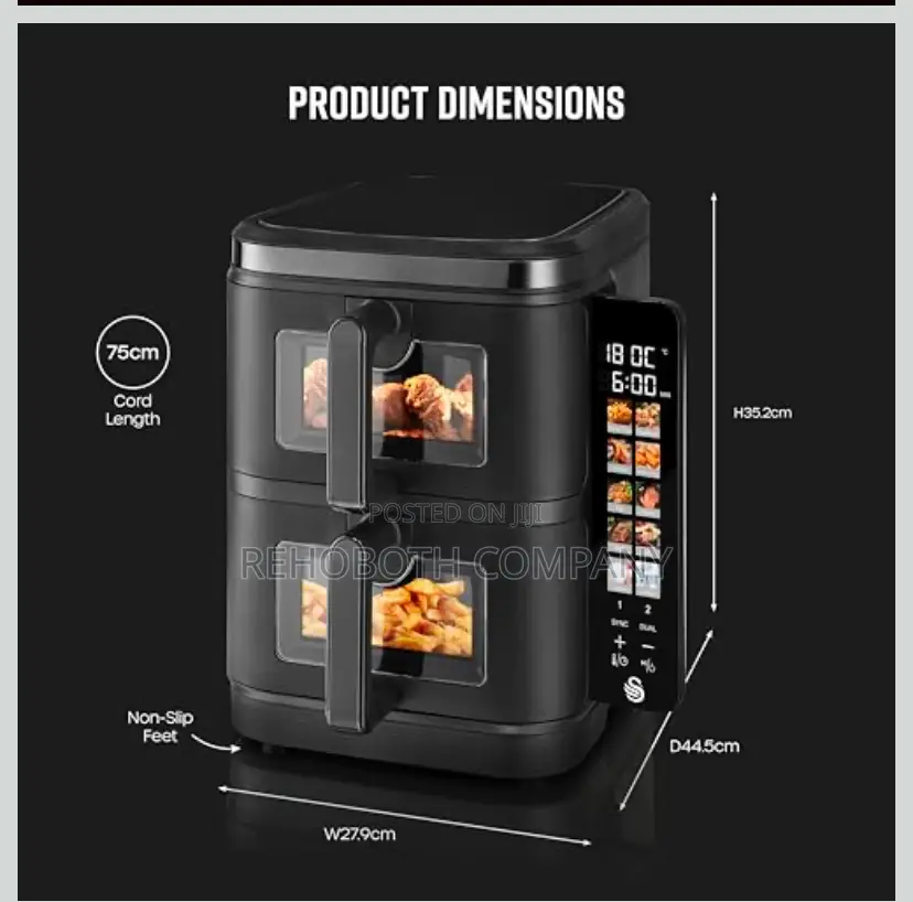Swan 11l Twin Stack Air Fryer, Swan Cyclone Technology