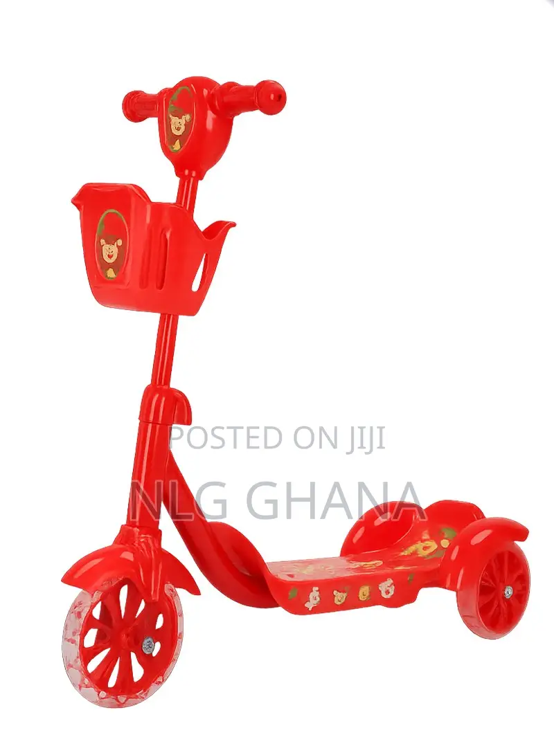 Kids 3-Wheeled Kick Scooter With Front Basket, Lightweight.